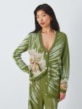 Hayley Menzies Tie Dye Metallic Jacquard Knit Cardigan, Cactus Green