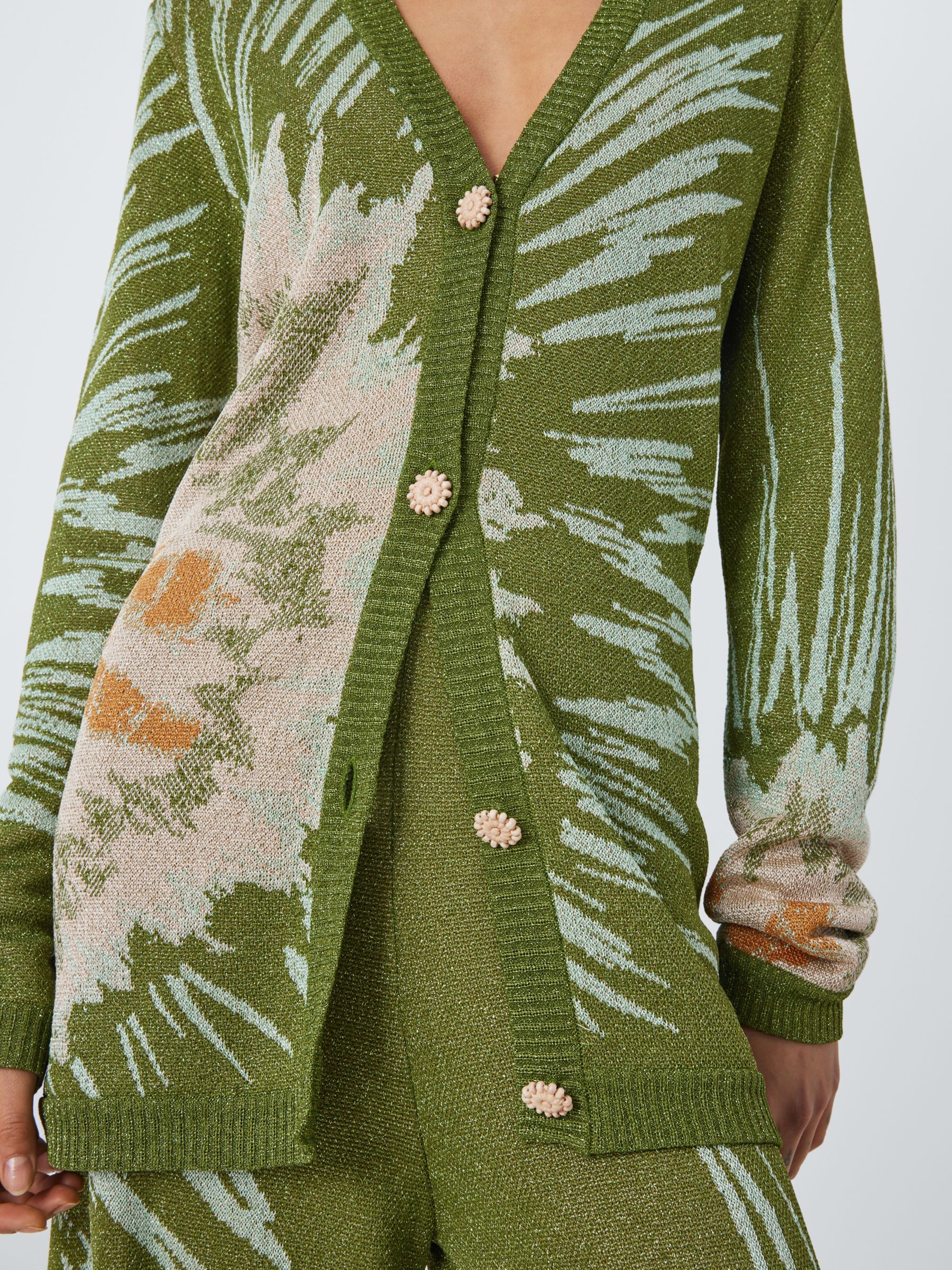 Buy Hayley Menzies Tie Dye Metallic Jacquard Knit Cardigan, Cactus Green Online at johnlewis.com