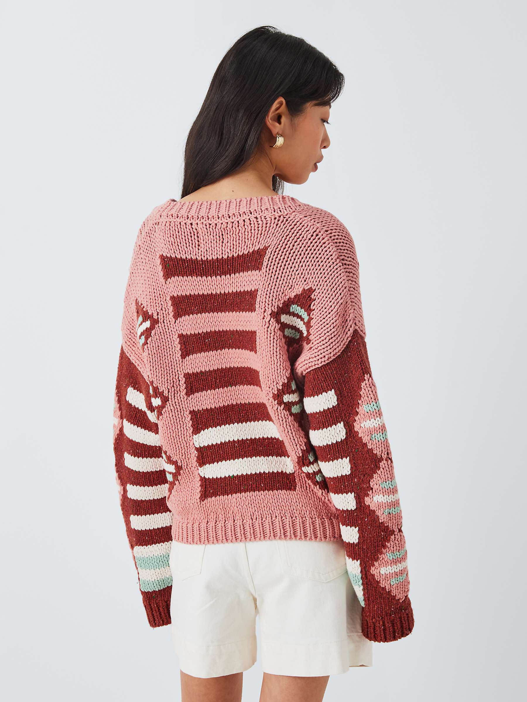 Buy Hayley Menzies Nomad Geometric Intarsia Knit Cardigan, Rose/Multi Online at johnlewis.com