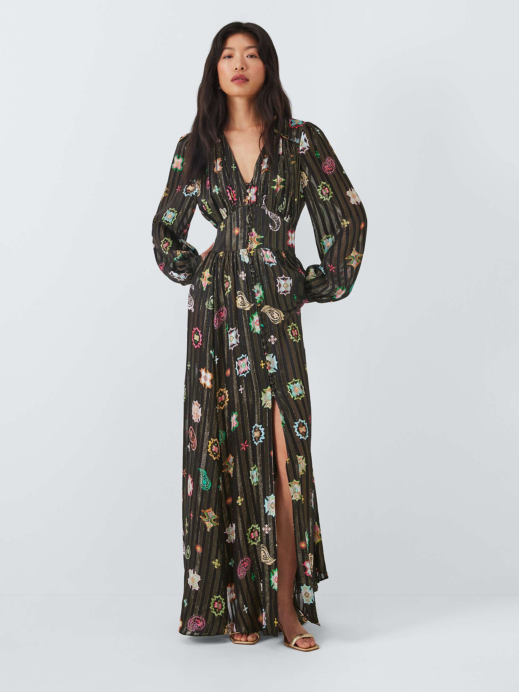 Buy Hayley Menzies Esmerelda Mosaic Print Silk Blend Maxi Dress, Black/Multi Online at johnlewis.com