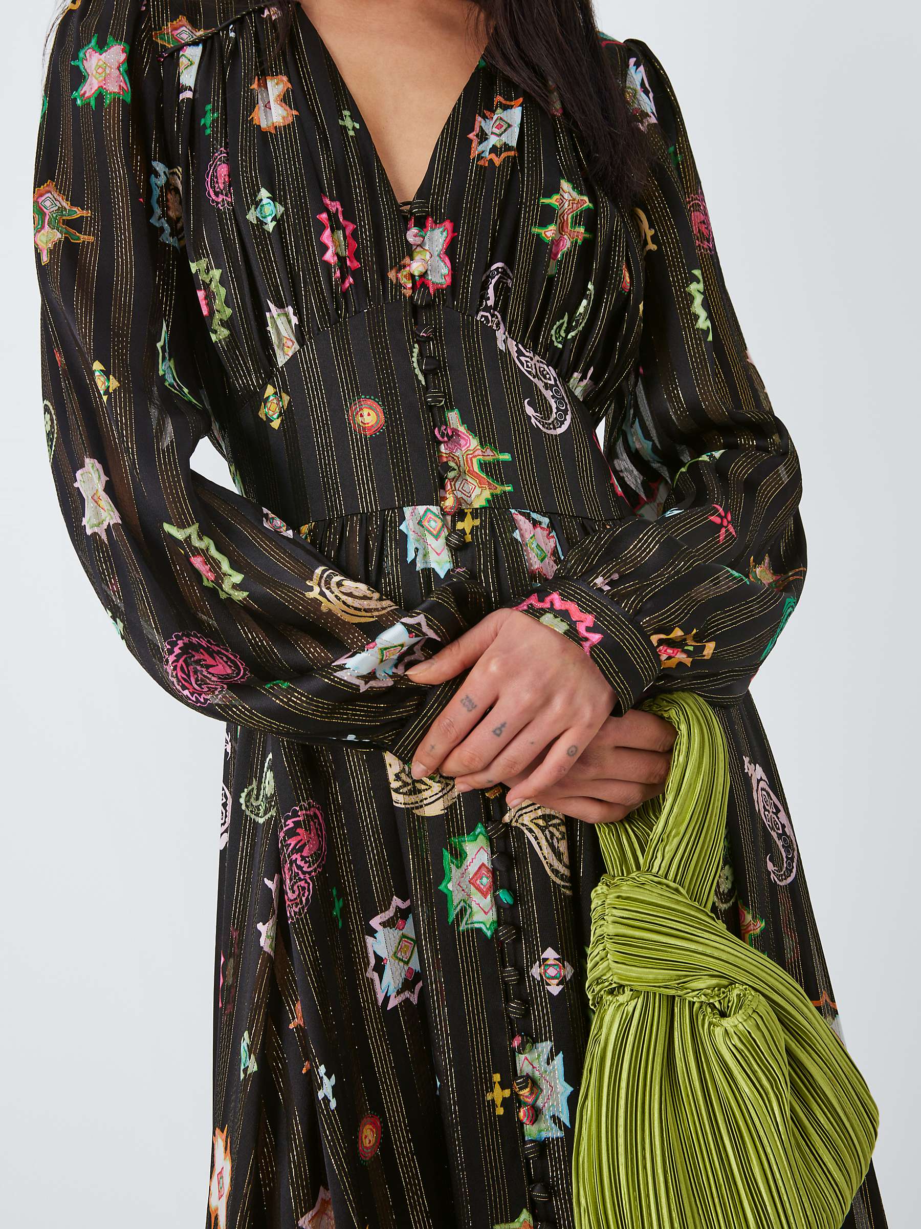 Buy Hayley Menzies Esmerelda Mosaic Print Silk Blend Maxi Dress, Black/Multi Online at johnlewis.com