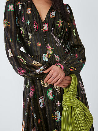 Hayley Menzies Esmerelda Mosaic Print Silk Blend Maxi Dress, Black/Multi