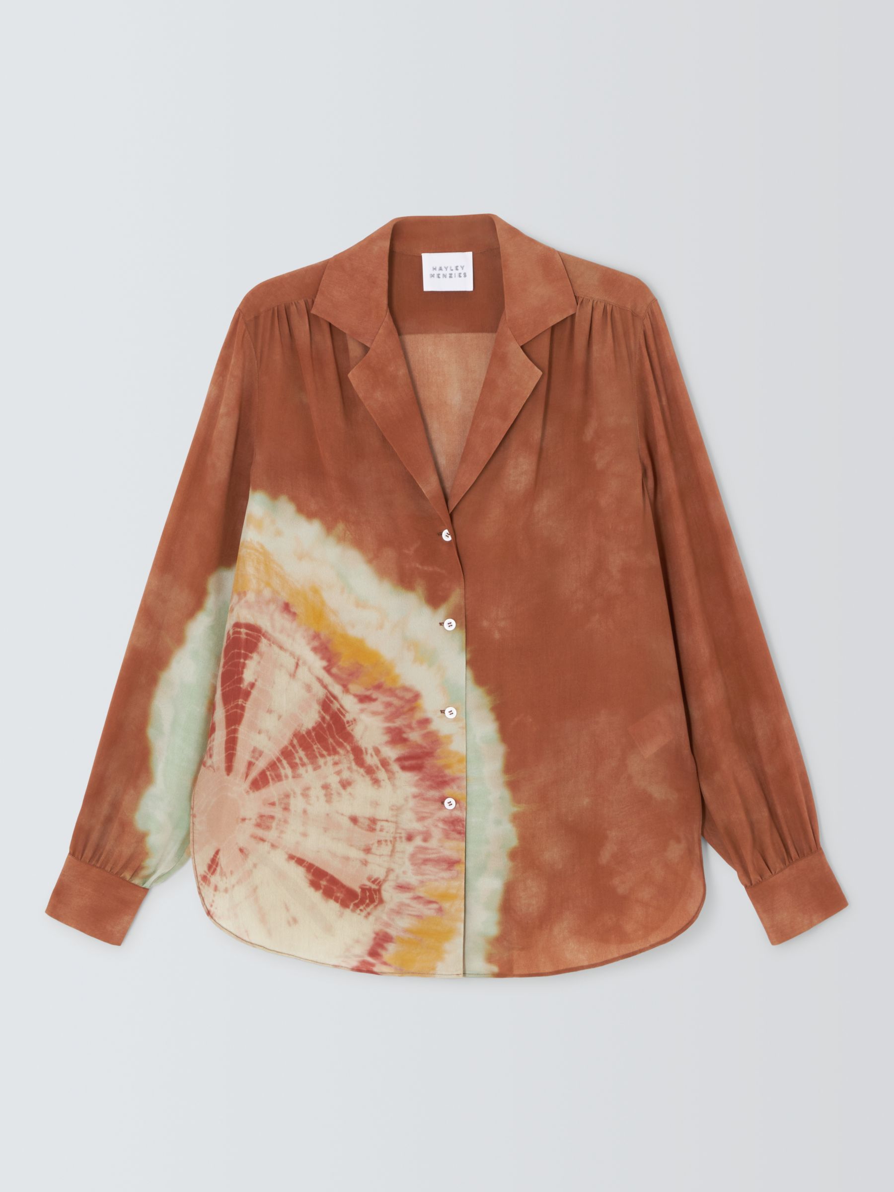 Hayley Menzies Tie Dye Silk Shirt, Terracotta/Multi, XS