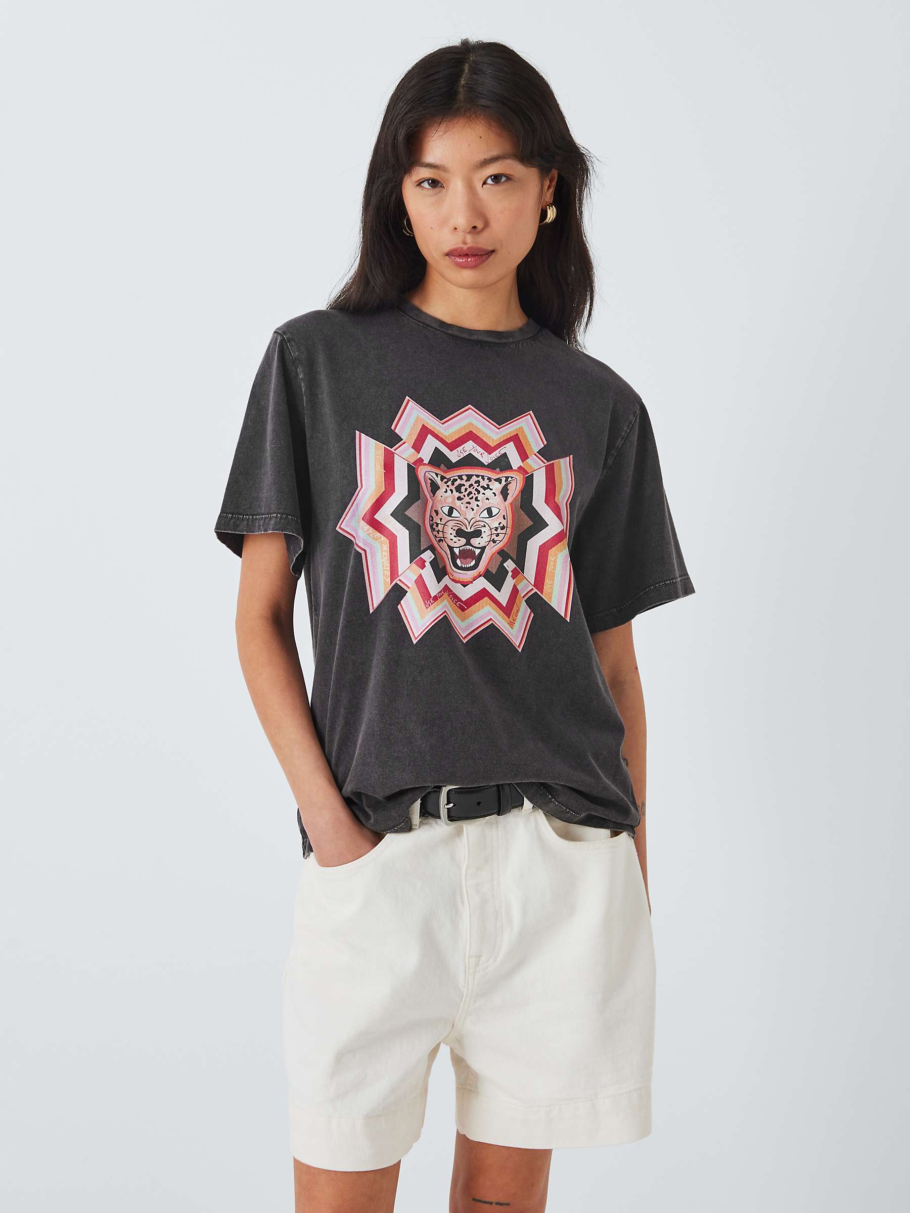 Buy Hayley Menzies Psychedelic Leopard Print T-Shirt, Black Online at johnlewis.com