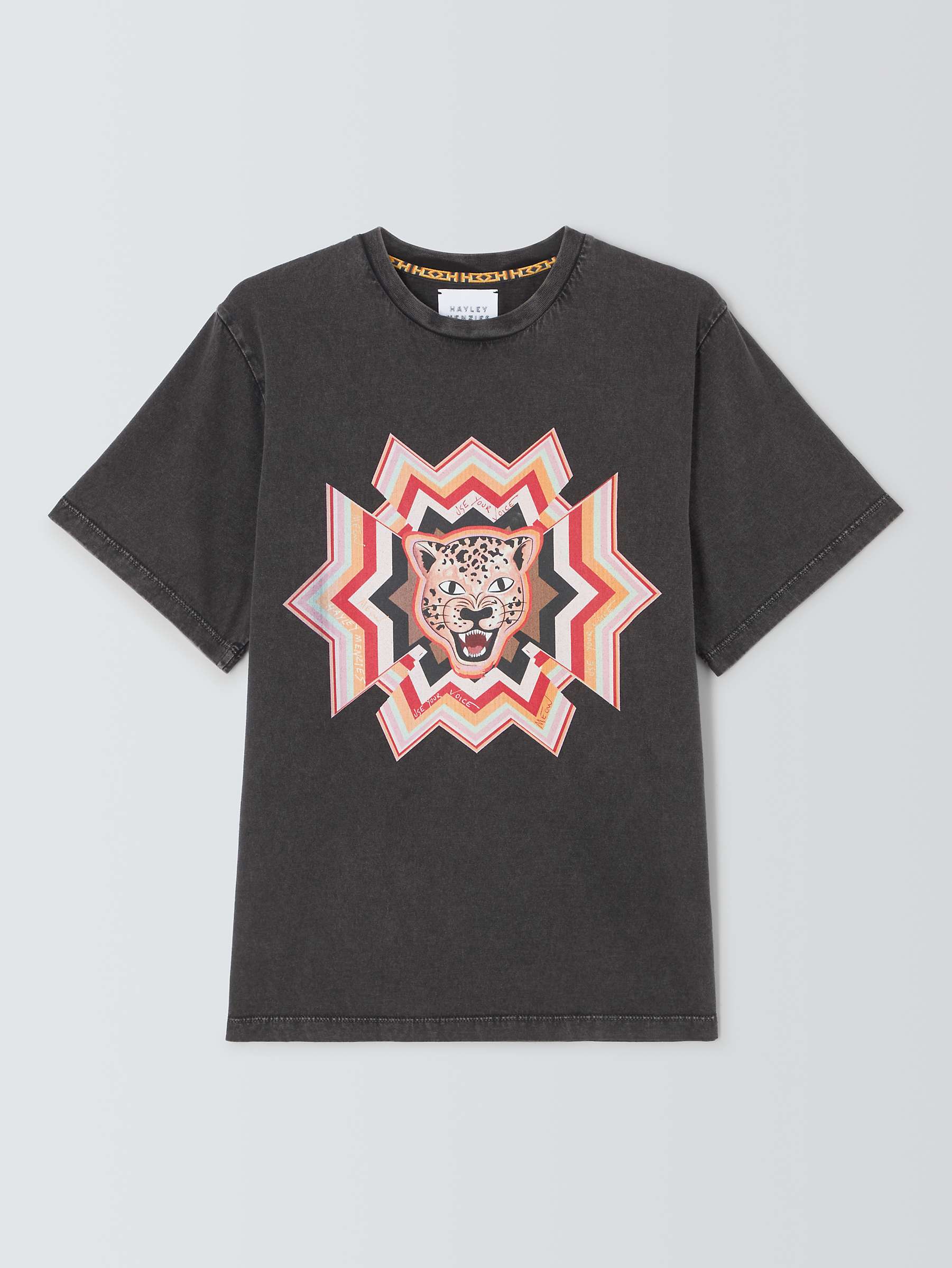 Buy Hayley Menzies Psychedelic Leopard Print T-Shirt, Black Online at johnlewis.com