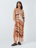 Hayley Menzies Leopard Mixed Panel Print Silk Maxi Dress, Terracotta/Multi