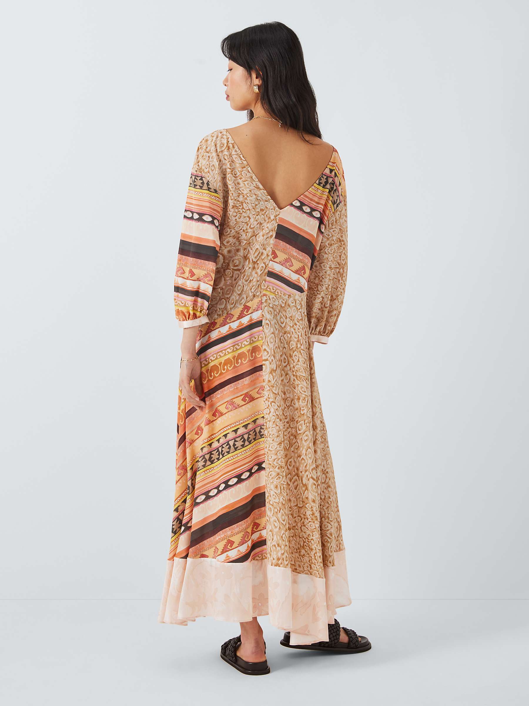 Buy Hayley Menzies Leopard Mixed Panel Print Silk Maxi Dress, Terracotta/Multi Online at johnlewis.com