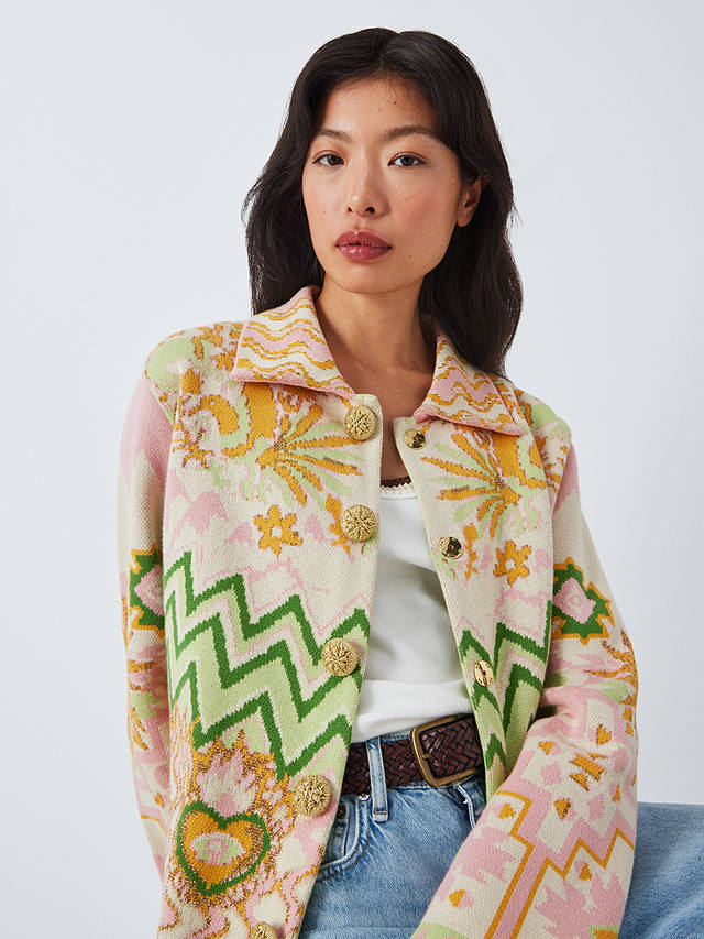 Hayley Menzies Under The Sun Jacquard Jacket, Pink/Green