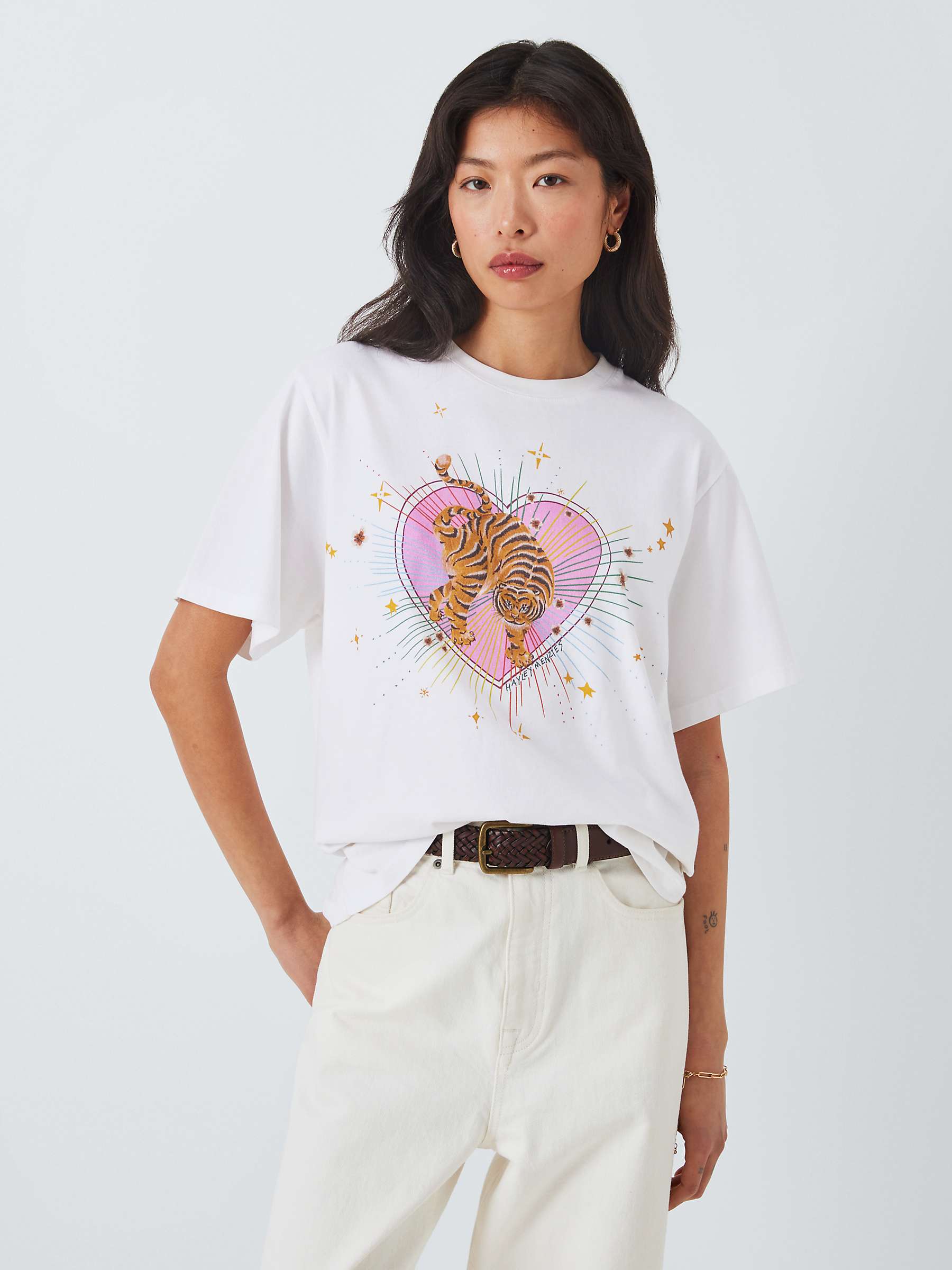 Buy Hayley Menzies Tiger Print T-Shirt, White Online at johnlewis.com