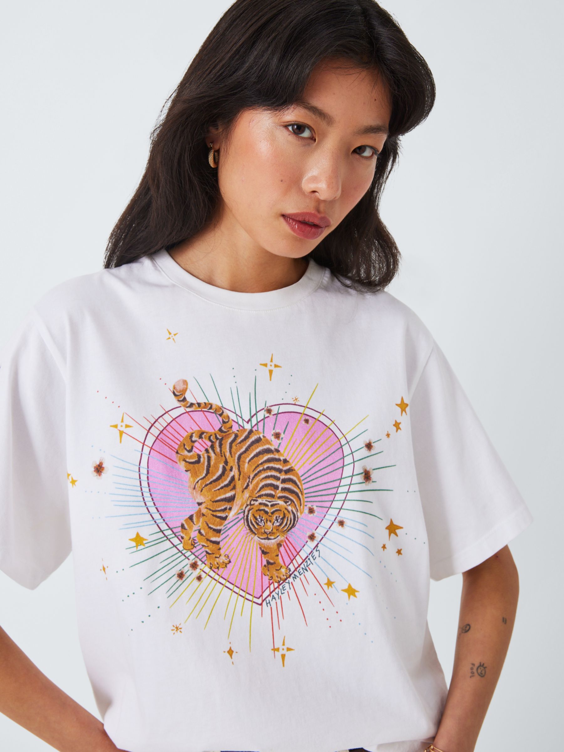 Hayley Menzies Tiger Print T-Shirt, White, XS