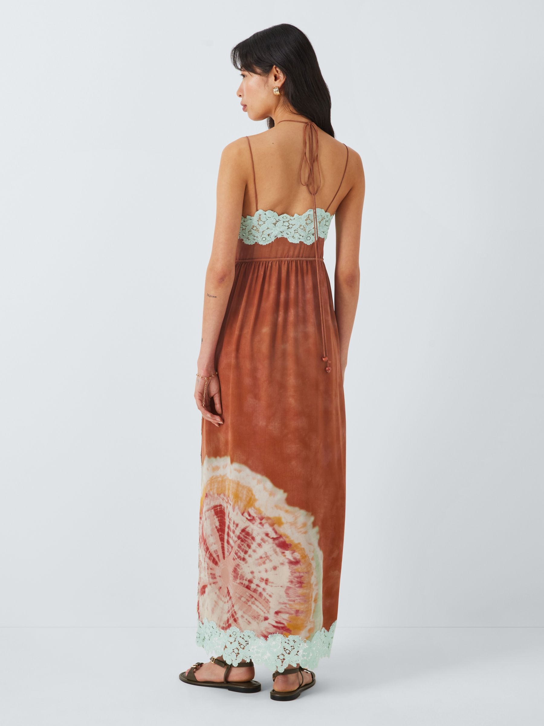Hayley Menzies Esmerelda Mosaic Print Silk Slip Dress, Terracotta/Multi, XS