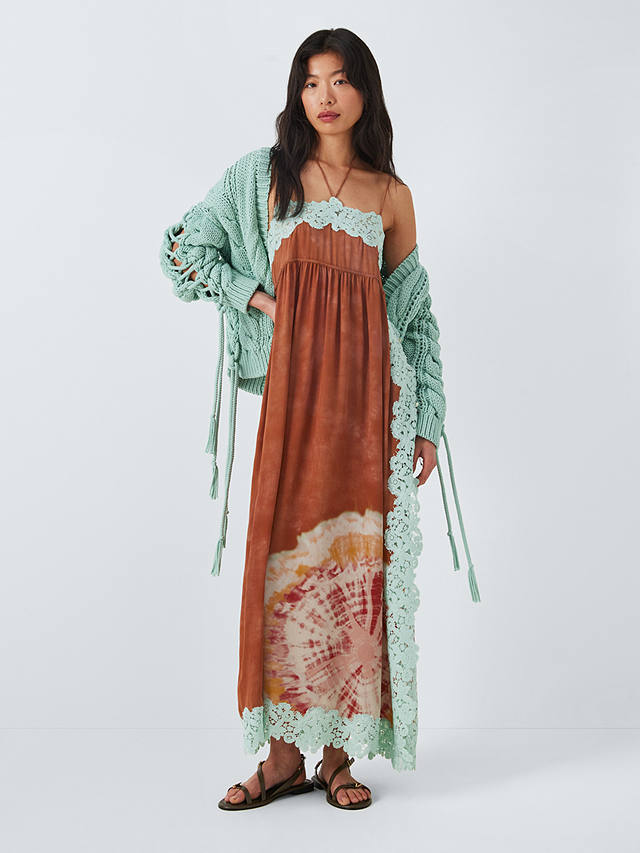 Hayley Menzies Esmerelda Mosaic Print Silk Slip Dress, Terracotta/Multi