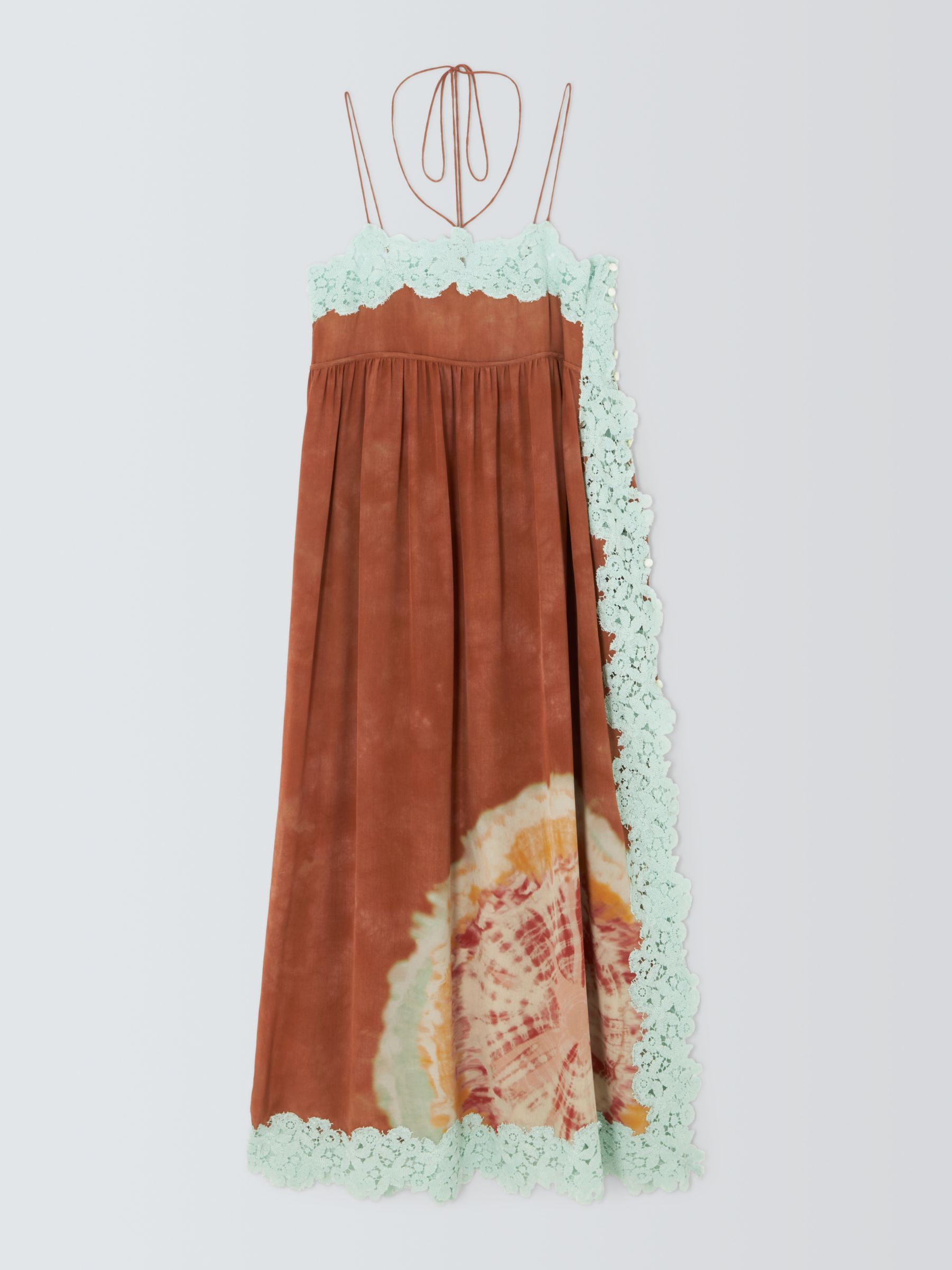 Hayley Menzies Esmerelda Mosaic Print Silk Slip Dress, Terracotta/Multi, XS