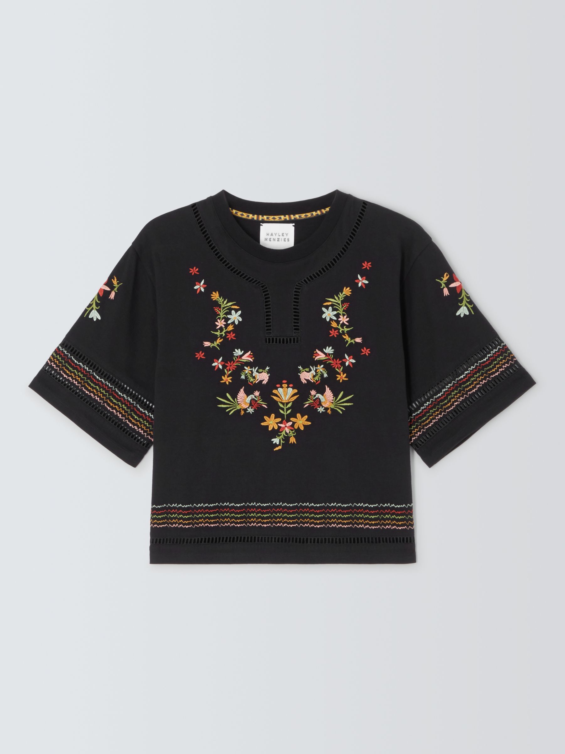 Hayley Menzies Maya Embroidered Crop Blouse, Washed Black, XS