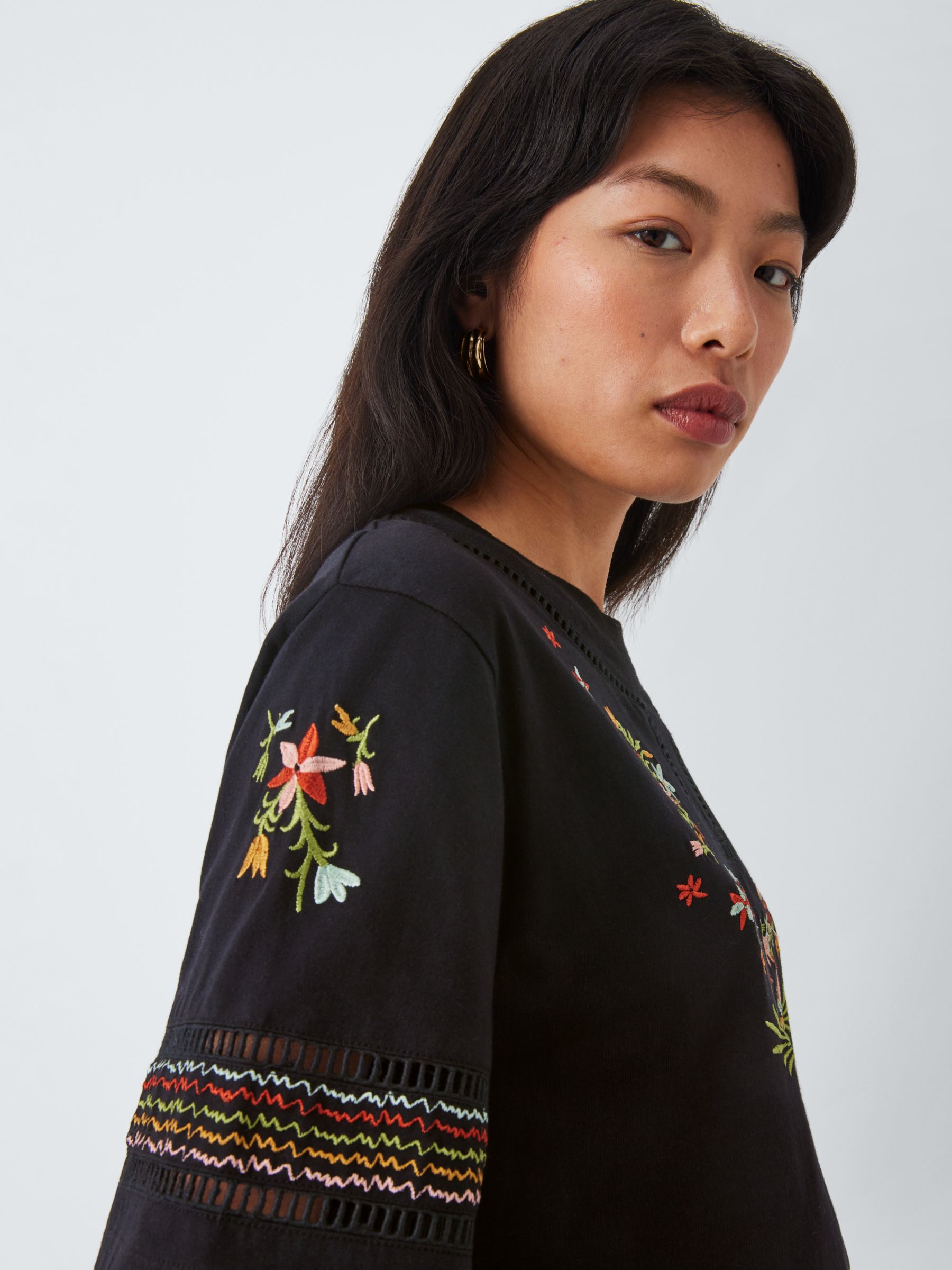 Buy Hayley Menzies Maya Embroidered Crop Blouse, Washed Black Online at johnlewis.com