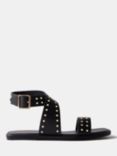 Mint Velvet Leather Stud Sandals, Black