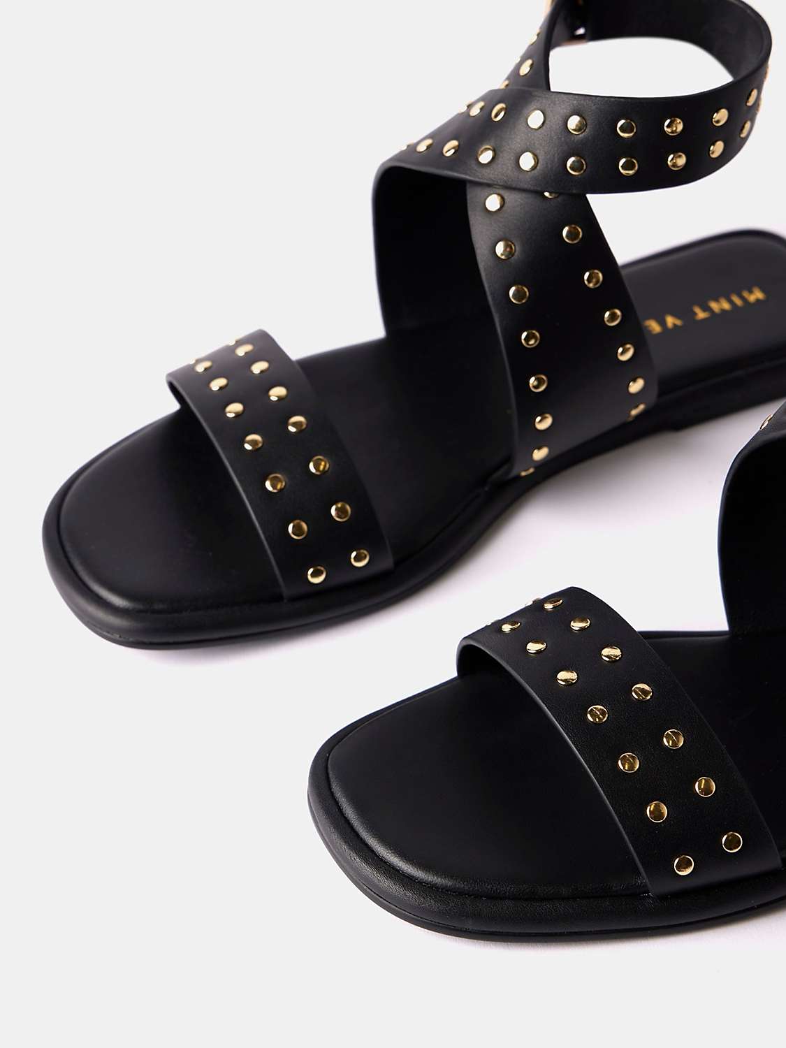 Buy Mint Velvet Leather Stud Sandals, Black Online at johnlewis.com
