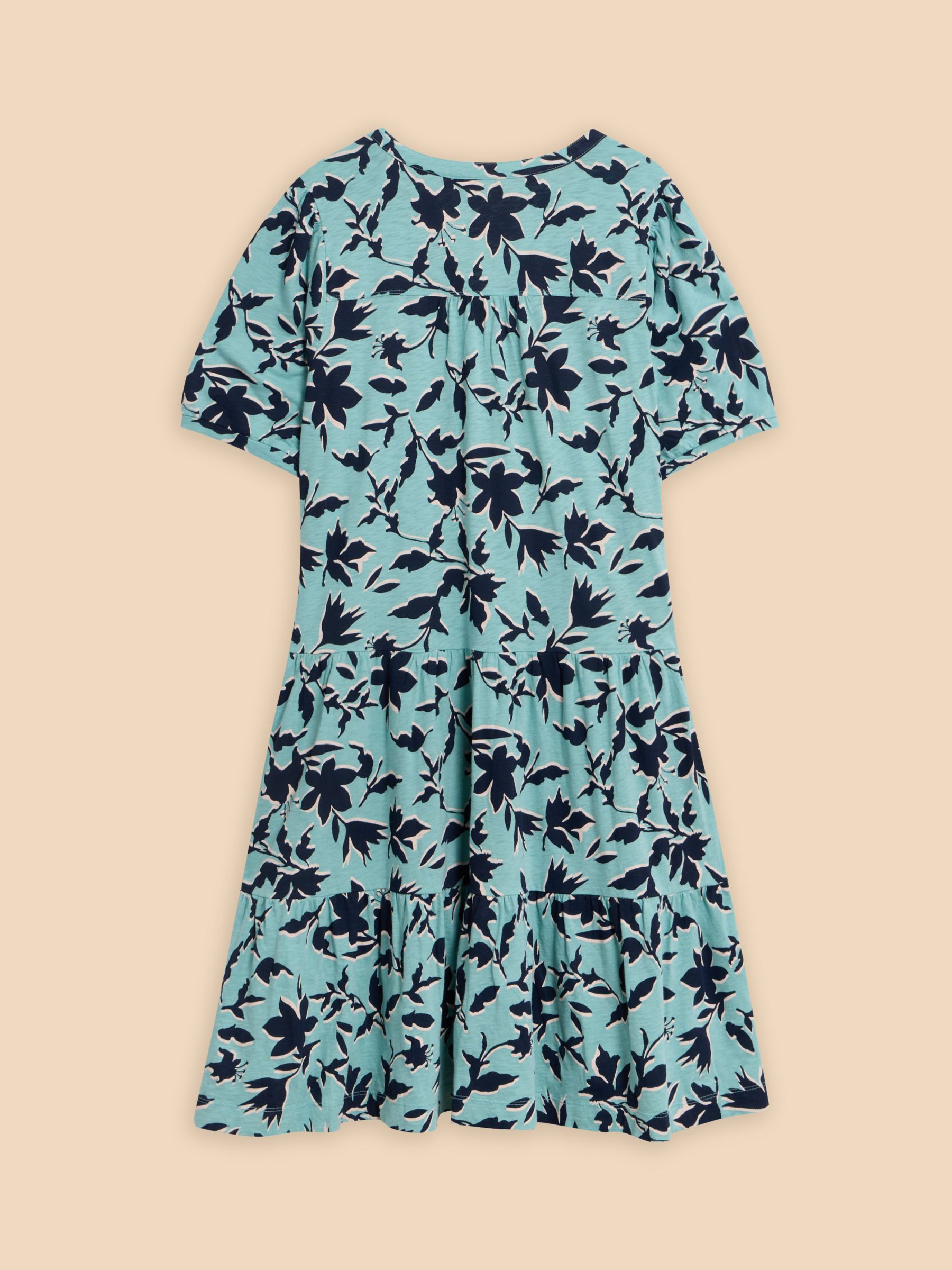 White Stuff Clara Floral Cotton Dress, Teal/Navy, 8