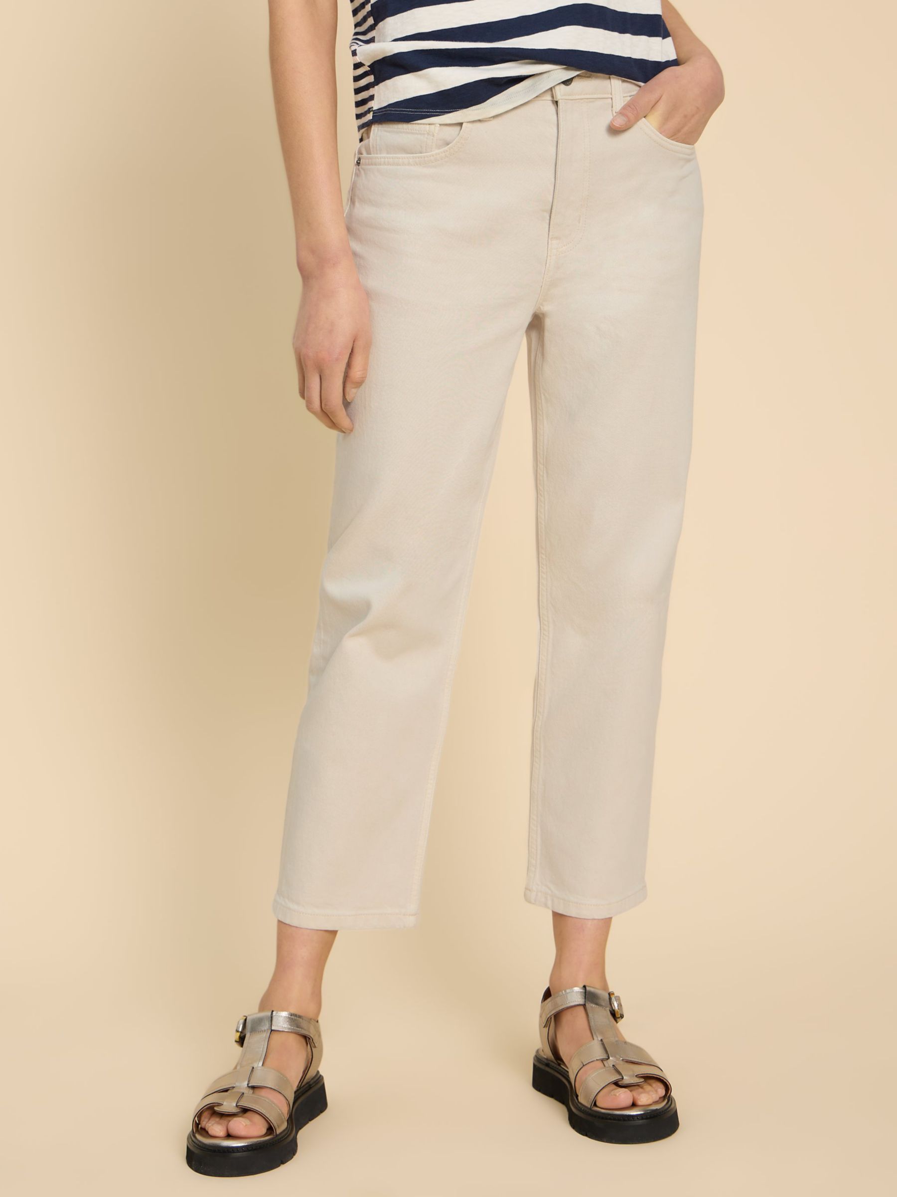 Buy White Stuff Charlie Cotton Blend Straight Cropped Jeans, Natural Online at johnlewis.com