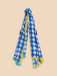 White Stuff Spot Ecovero Blend Scarf, Blue/Multi