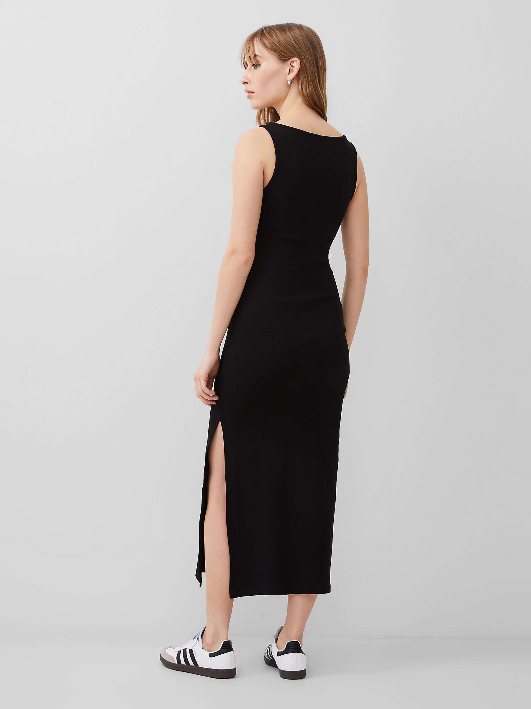 Buy French Connection Rassia Ribbed Cotton Blend Slash Neck Midaxi Dress, Black Online at johnlewis.com