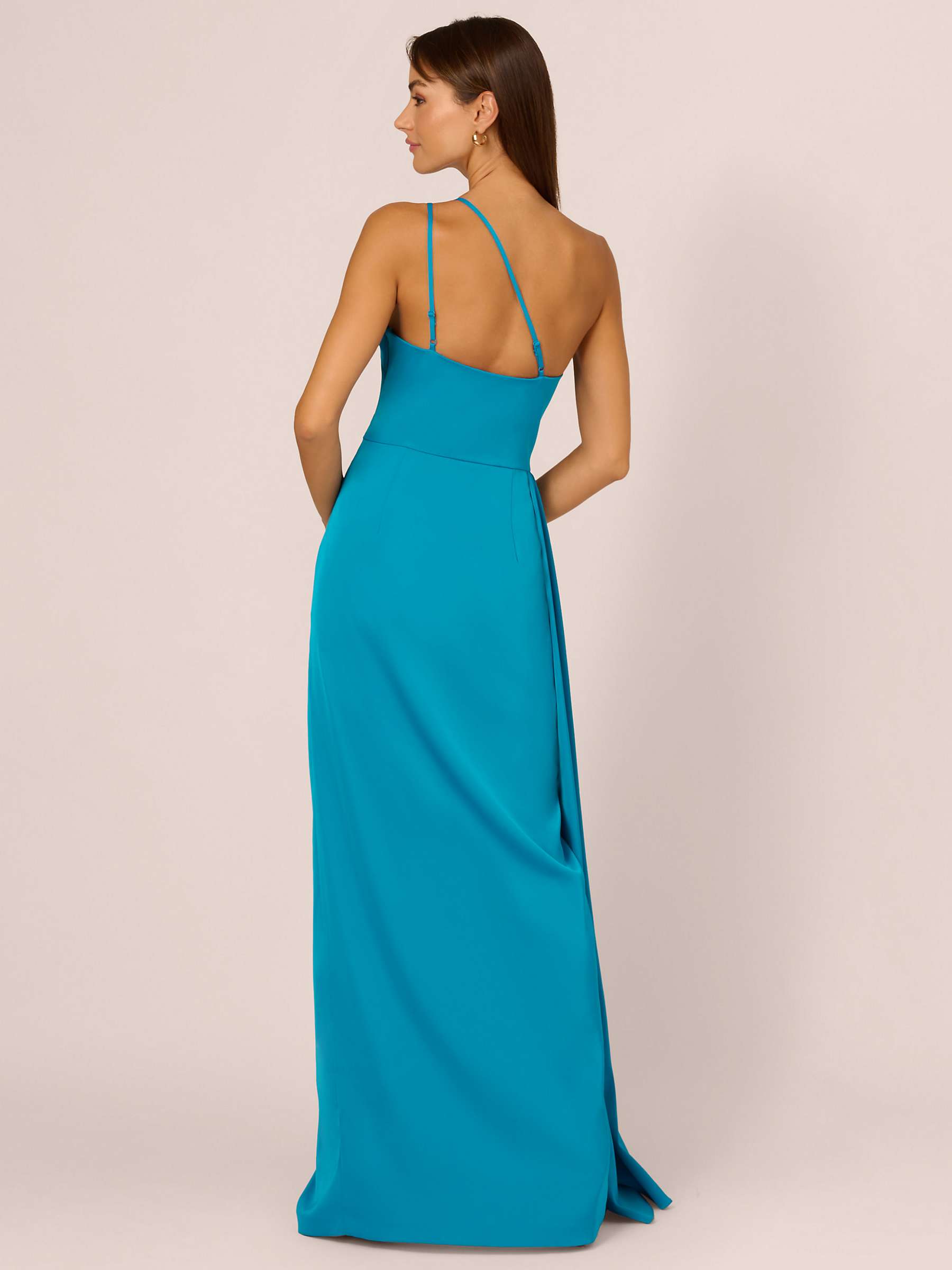Buy Adrianna by Adrianna Papell One Shoulder Stretch Satin Maxi Dress, Dazzling Ocean Online at johnlewis.com