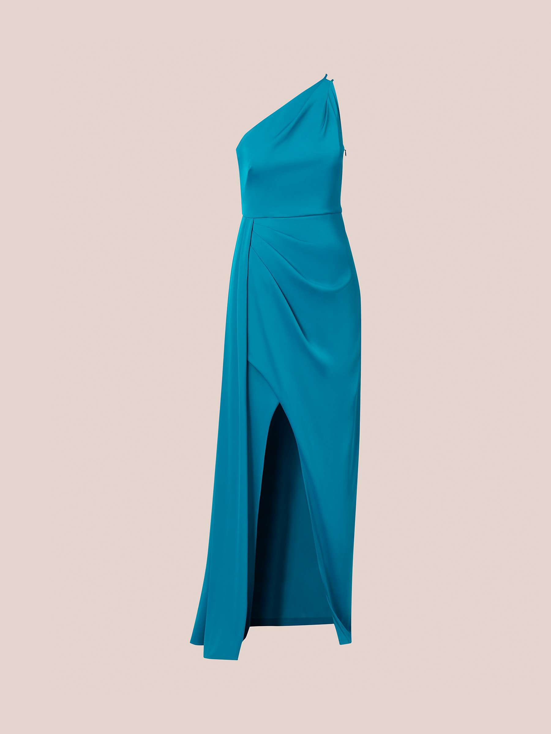Buy Adrianna by Adrianna Papell One Shoulder Stretch Satin Maxi Dress, Dazzling Ocean Online at johnlewis.com