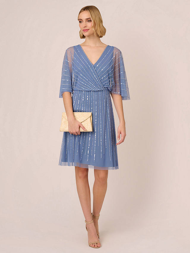 Papell Studio Beaded Mini Dress, French Blue