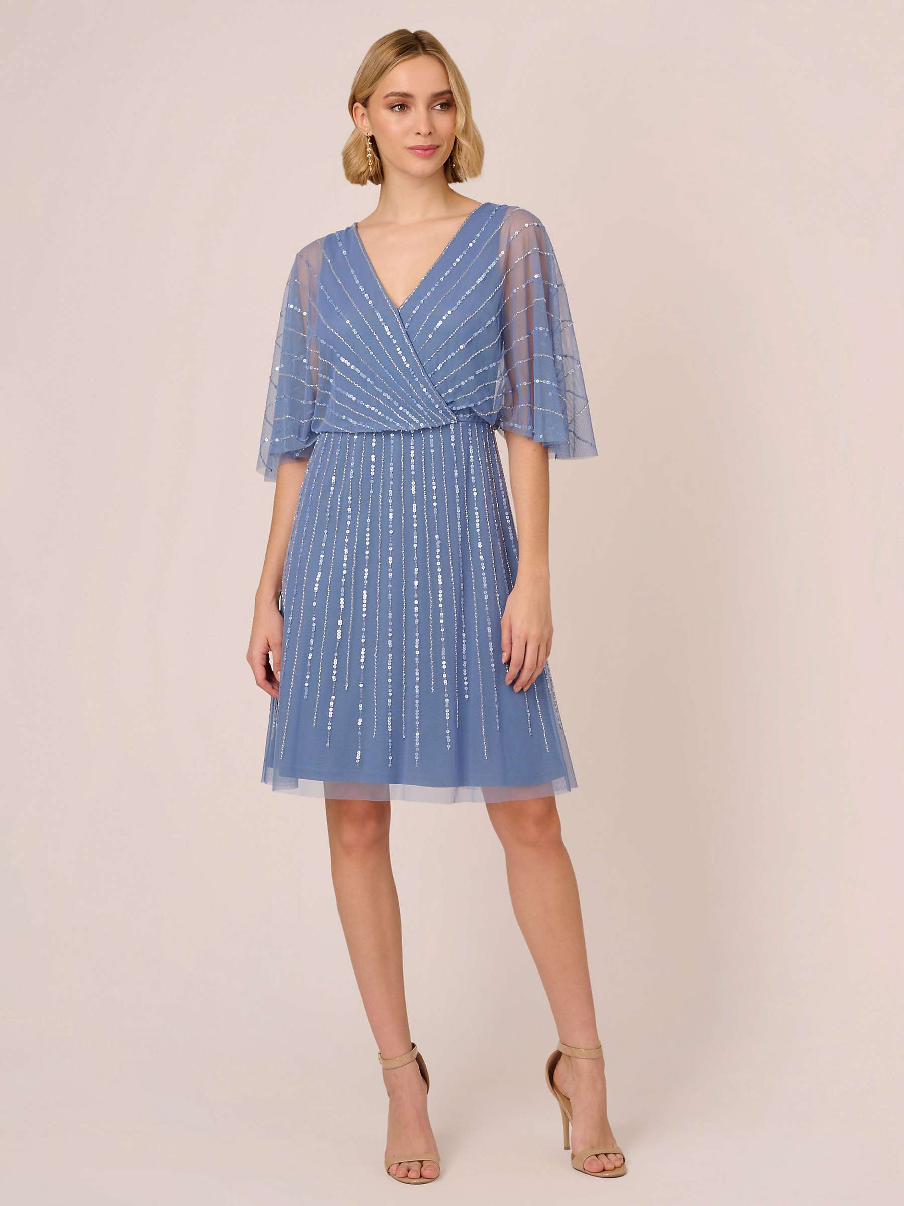 Buy Papell Studio Beaded Mini Dress, French Blue Online at johnlewis.com