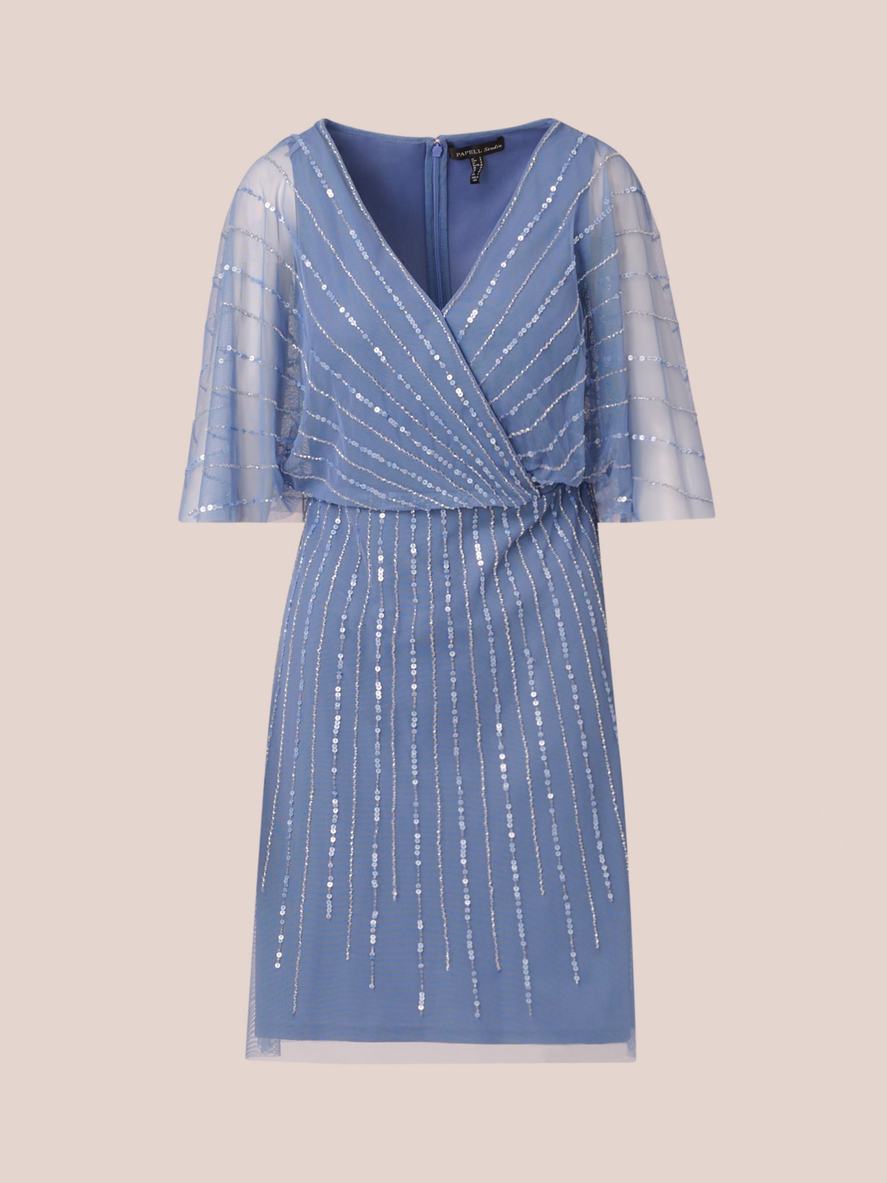 Papell Studio Beaded Mini Dress, French Blue, 6