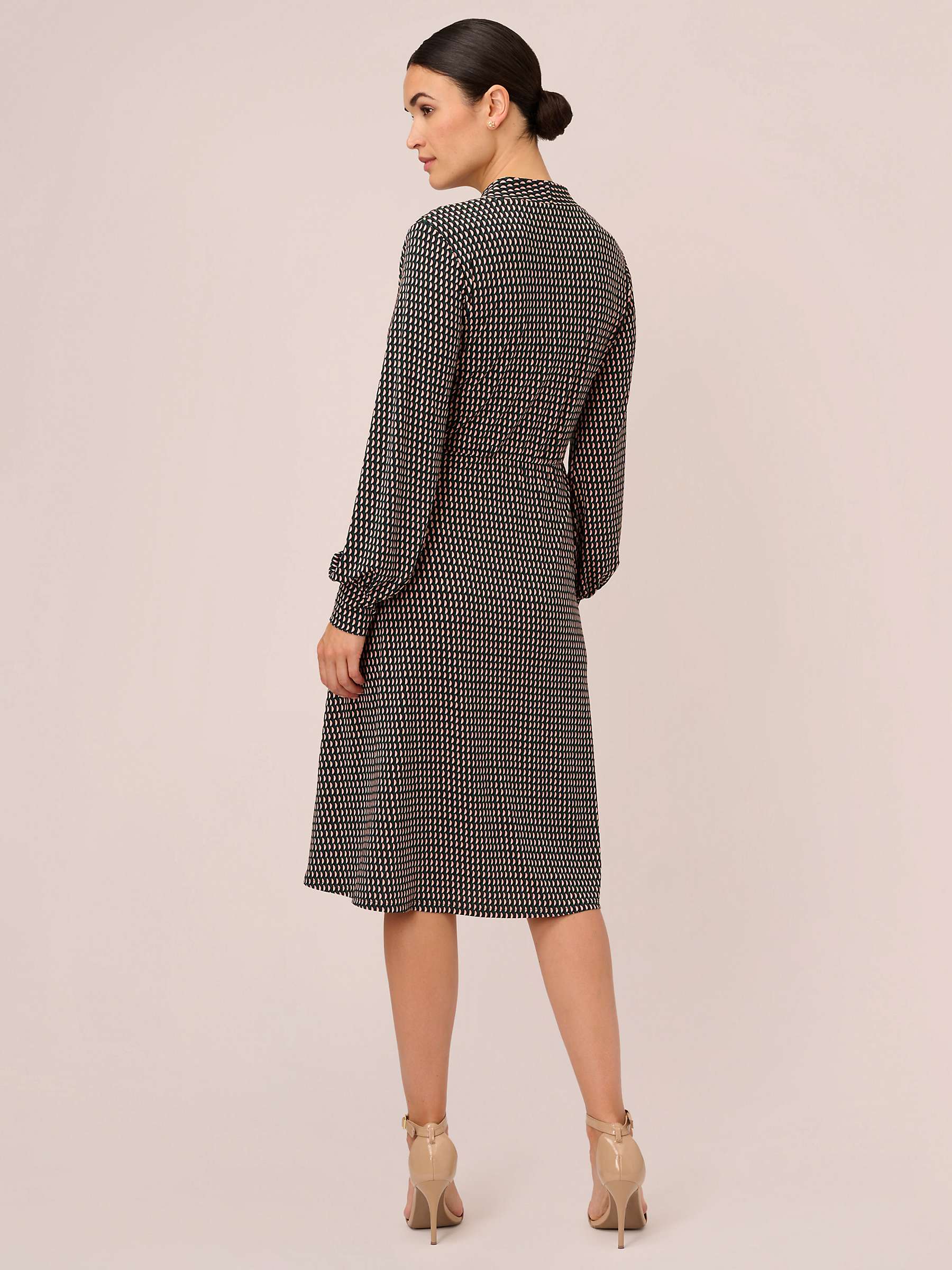 Buy Adrianna Papell Geometric Print Wrap Knee Length Dress, Hunter Online at johnlewis.com