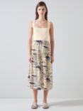 L.K.Bennett Crosby Riviera Print Midi Dress, Cream/Navy, Cream/Navy