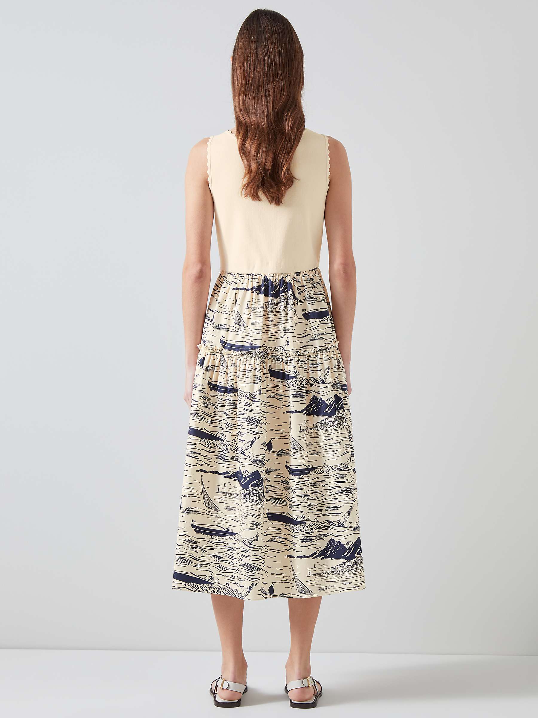 Buy L.K.Bennett Crosby Riviera Print Midi Dress, Cream/Navy Online at johnlewis.com