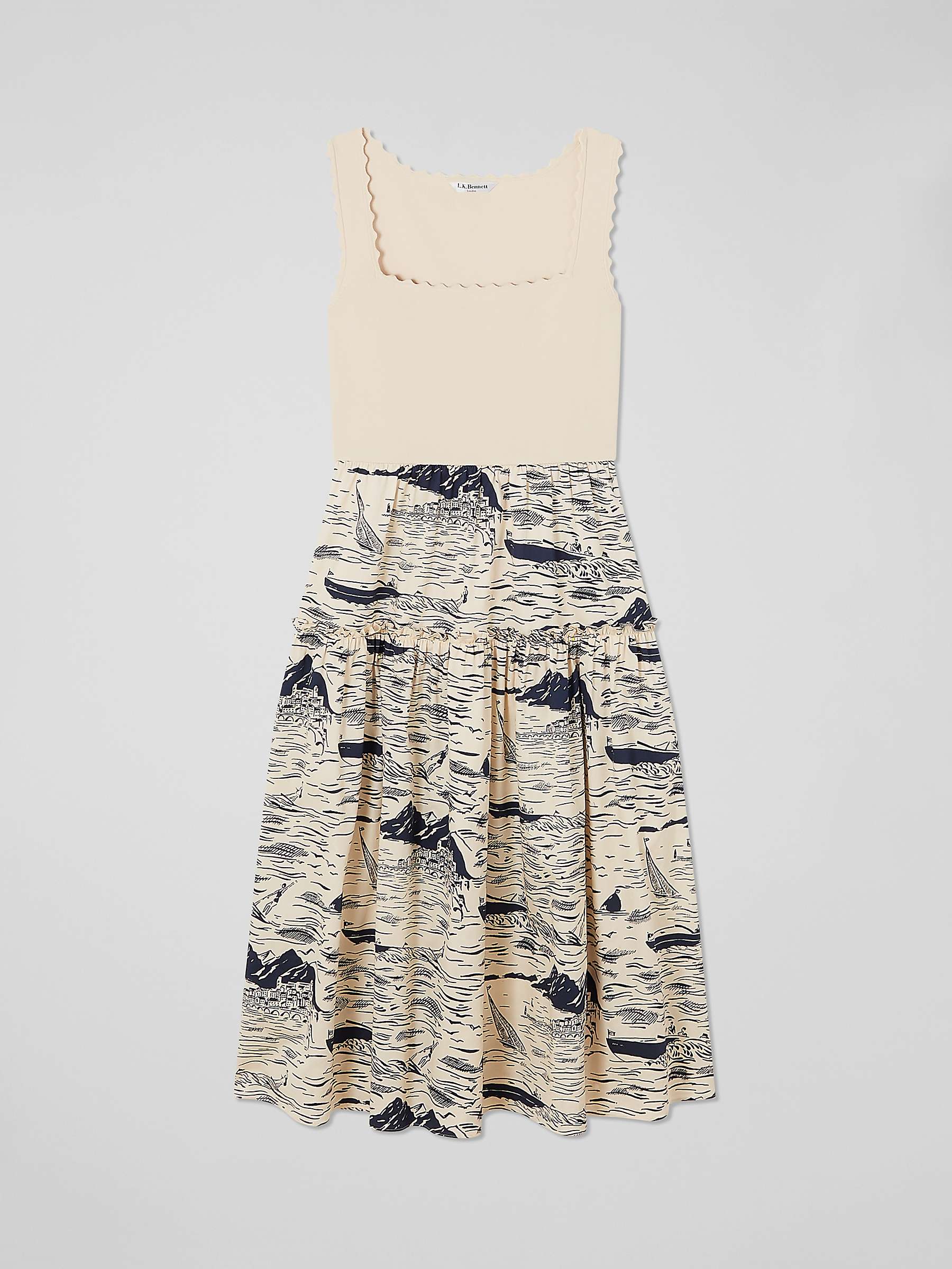 Buy L.K.Bennett Crosby Riviera Print Midi Dress, Cream/Navy Online at johnlewis.com