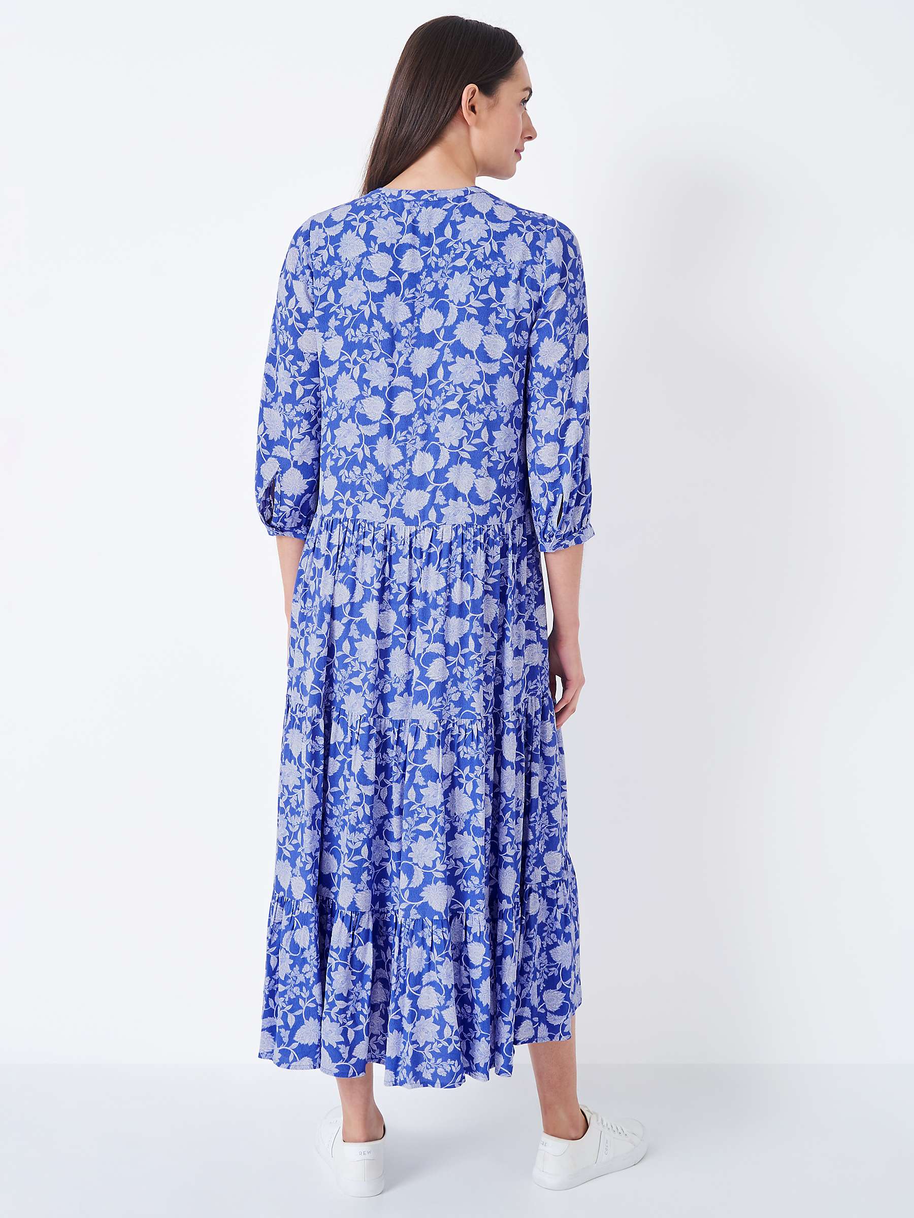 Buy Crew Clothing Nellie Floral Print Midi Dress, Bright Blue Online at johnlewis.com