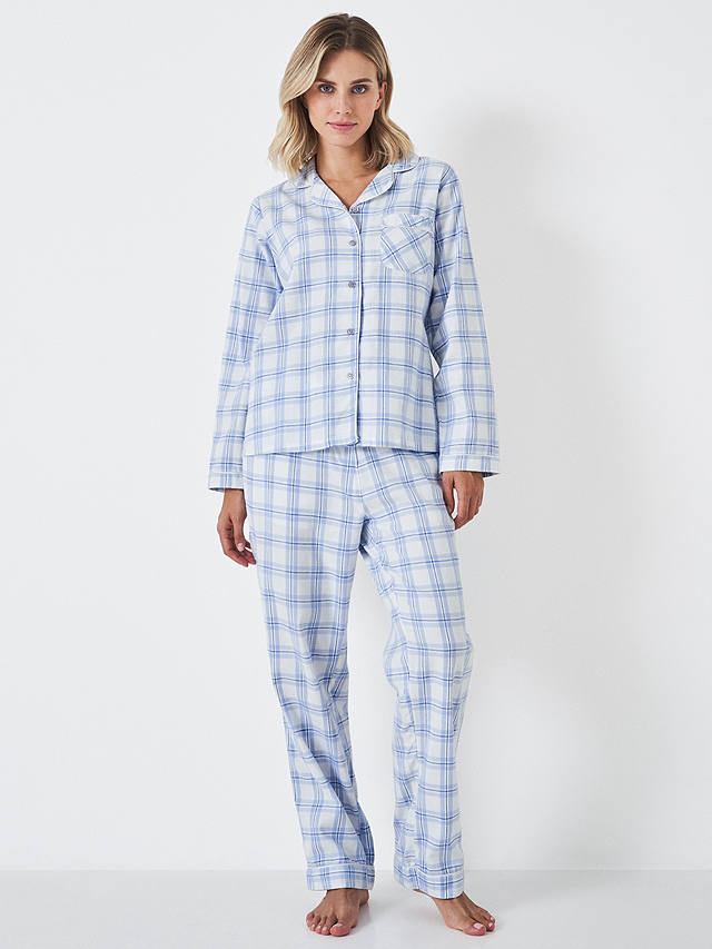 Crew Clothing Check Print Pyjama Set, White