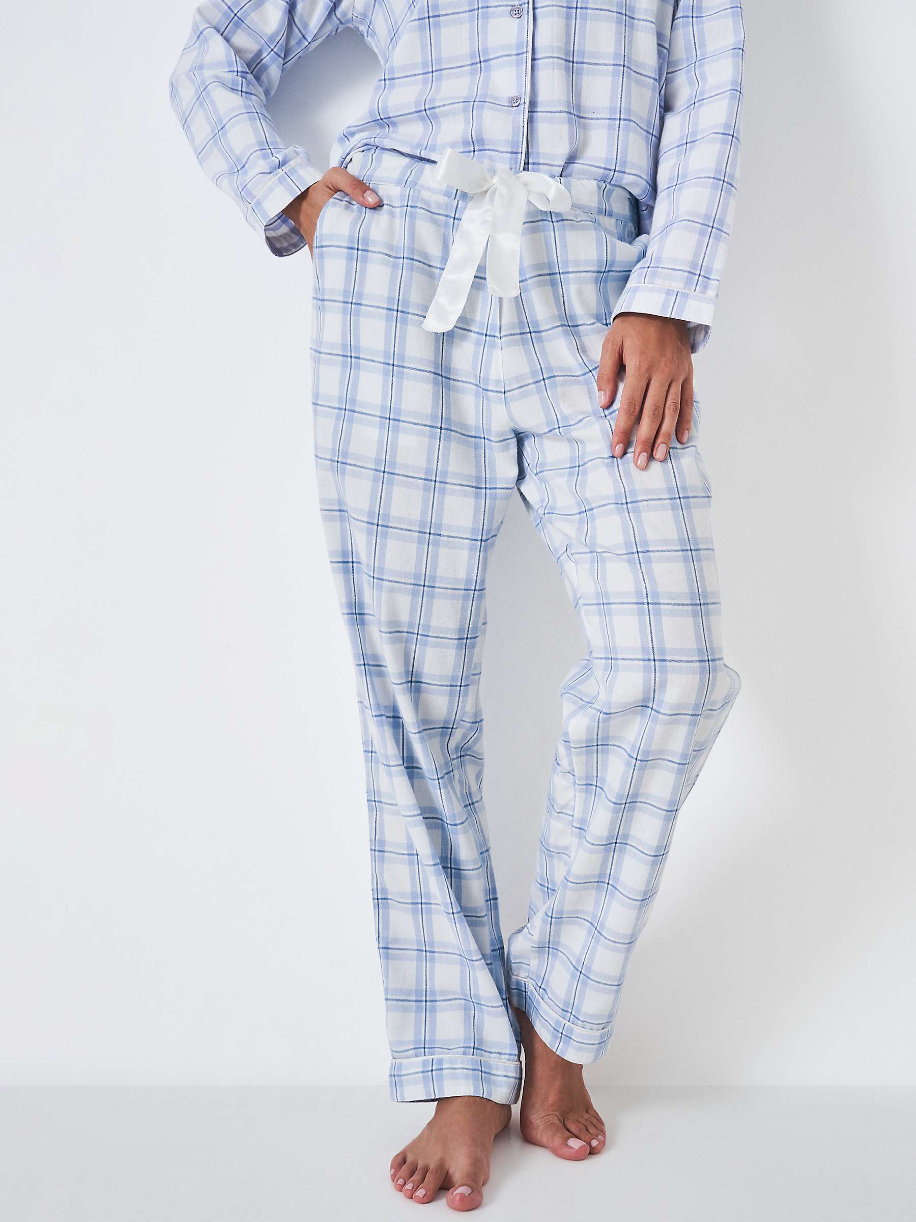 Buy Crew Clothing Check Print Pyjama Set, White Online at johnlewis.com