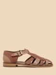 White Stuff Leather Floral Sandals, Light Pink