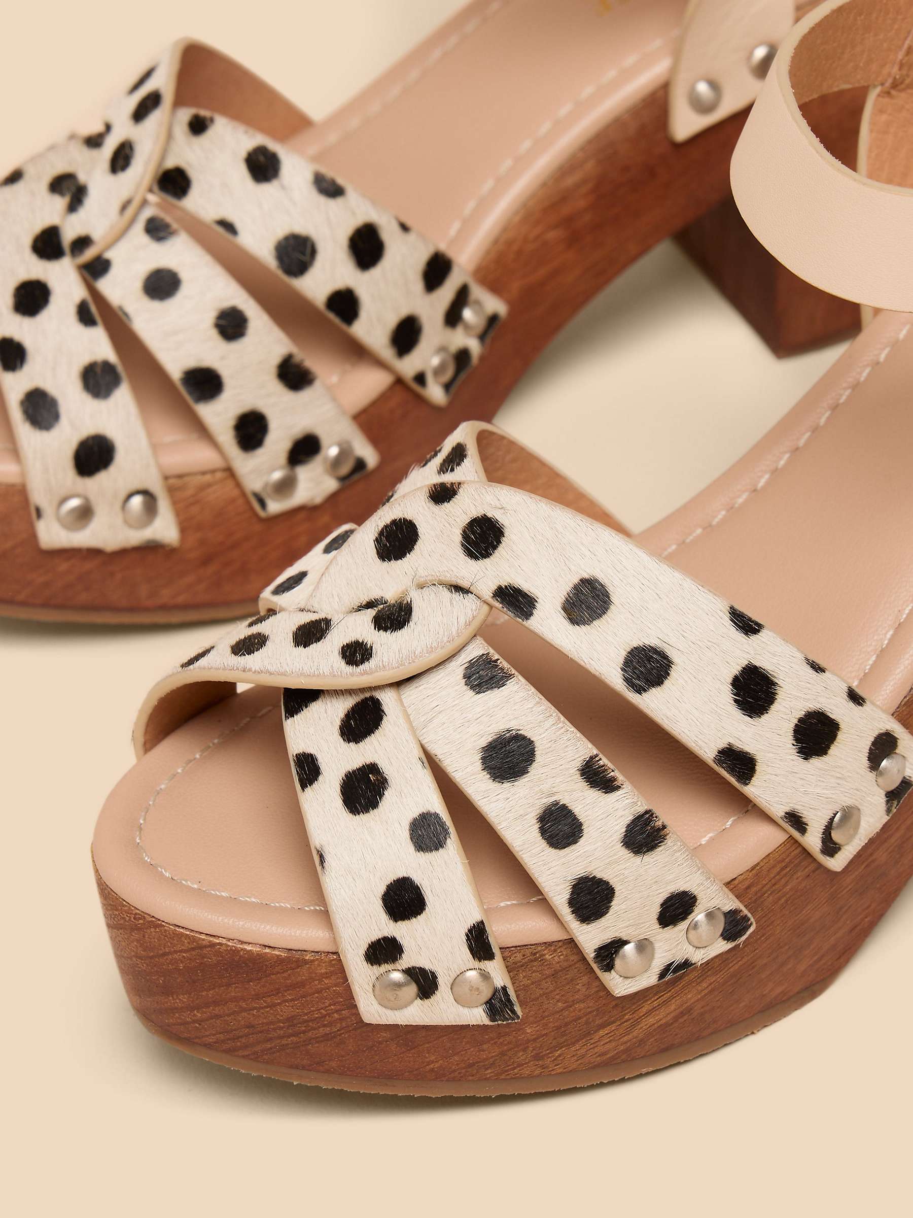 Buy White Stuff Cosmo Block Heel Clog Leather Sandals, Ivory/Multi Online at johnlewis.com