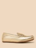 White Stuff Mayflower Leather Moccasins, Gold