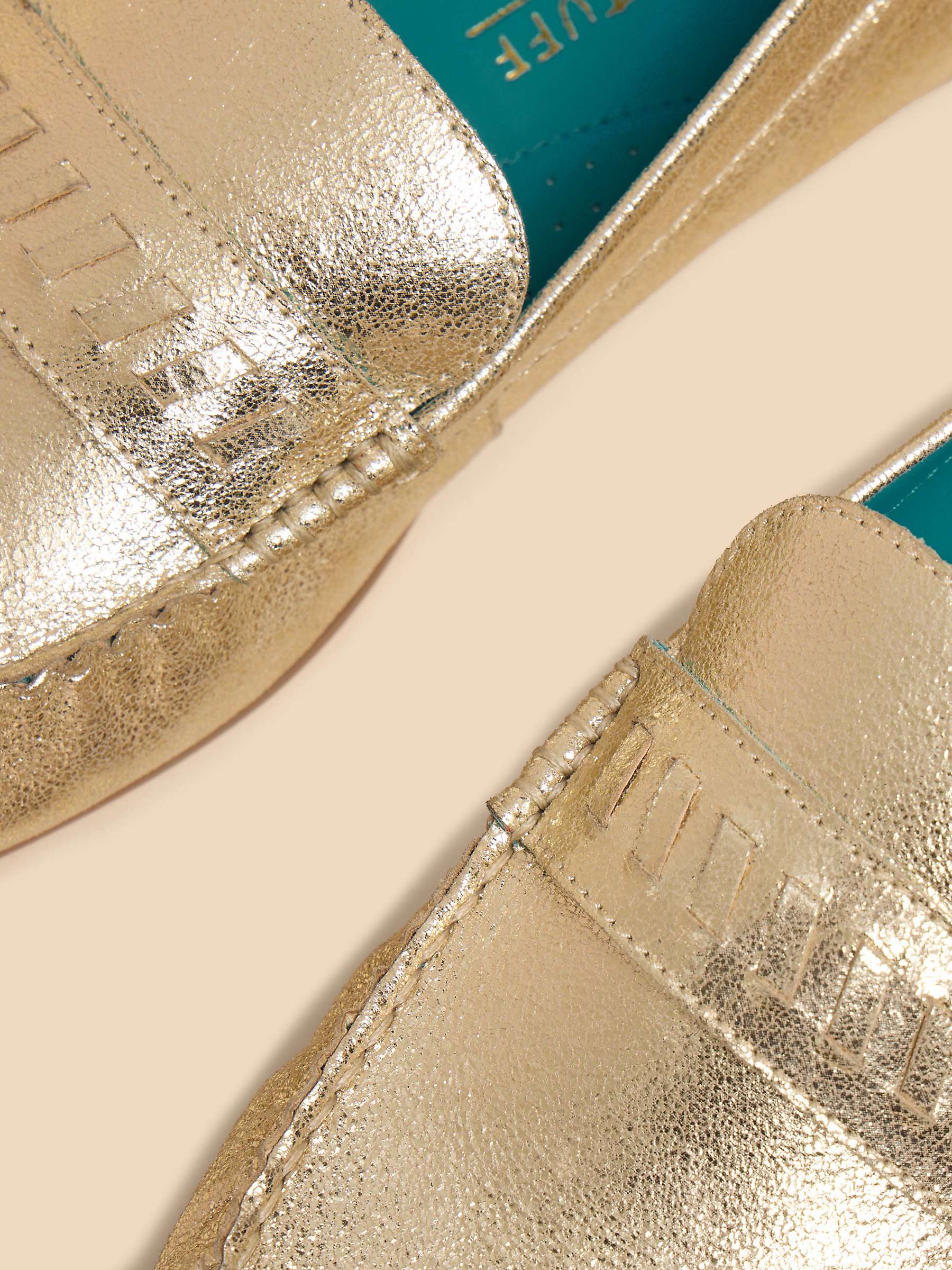 Buy White Stuff Mayflower Leather Moccasins, Gold Online at johnlewis.com