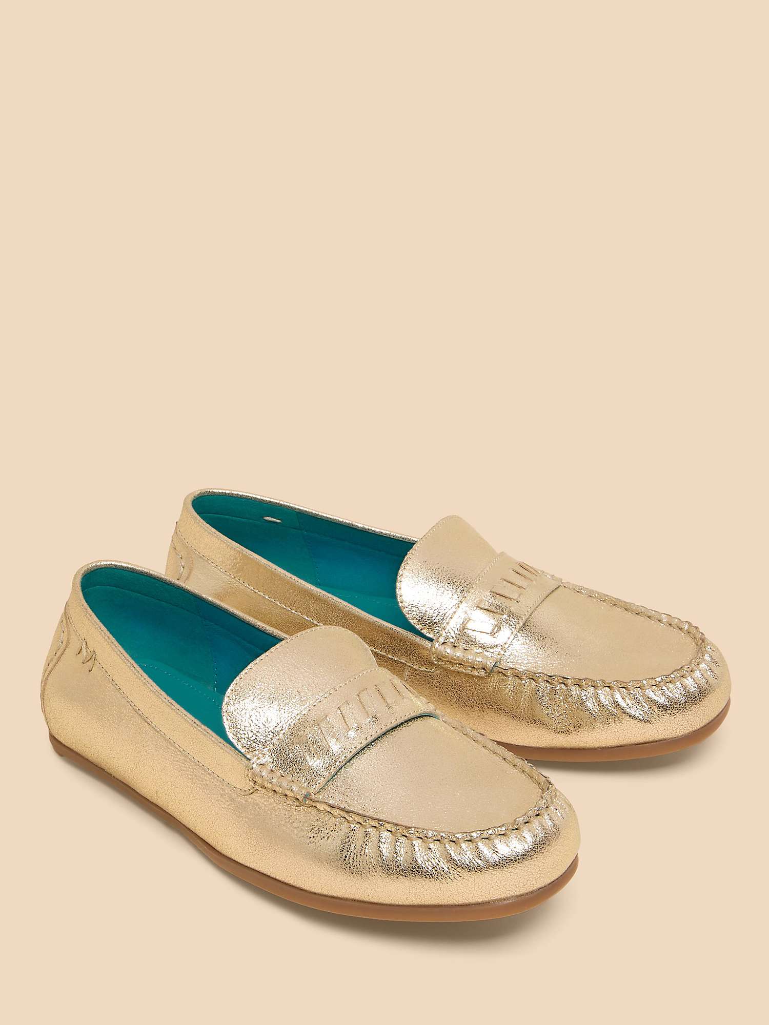 Buy White Stuff Mayflower Leather Moccasins, Gold Online at johnlewis.com