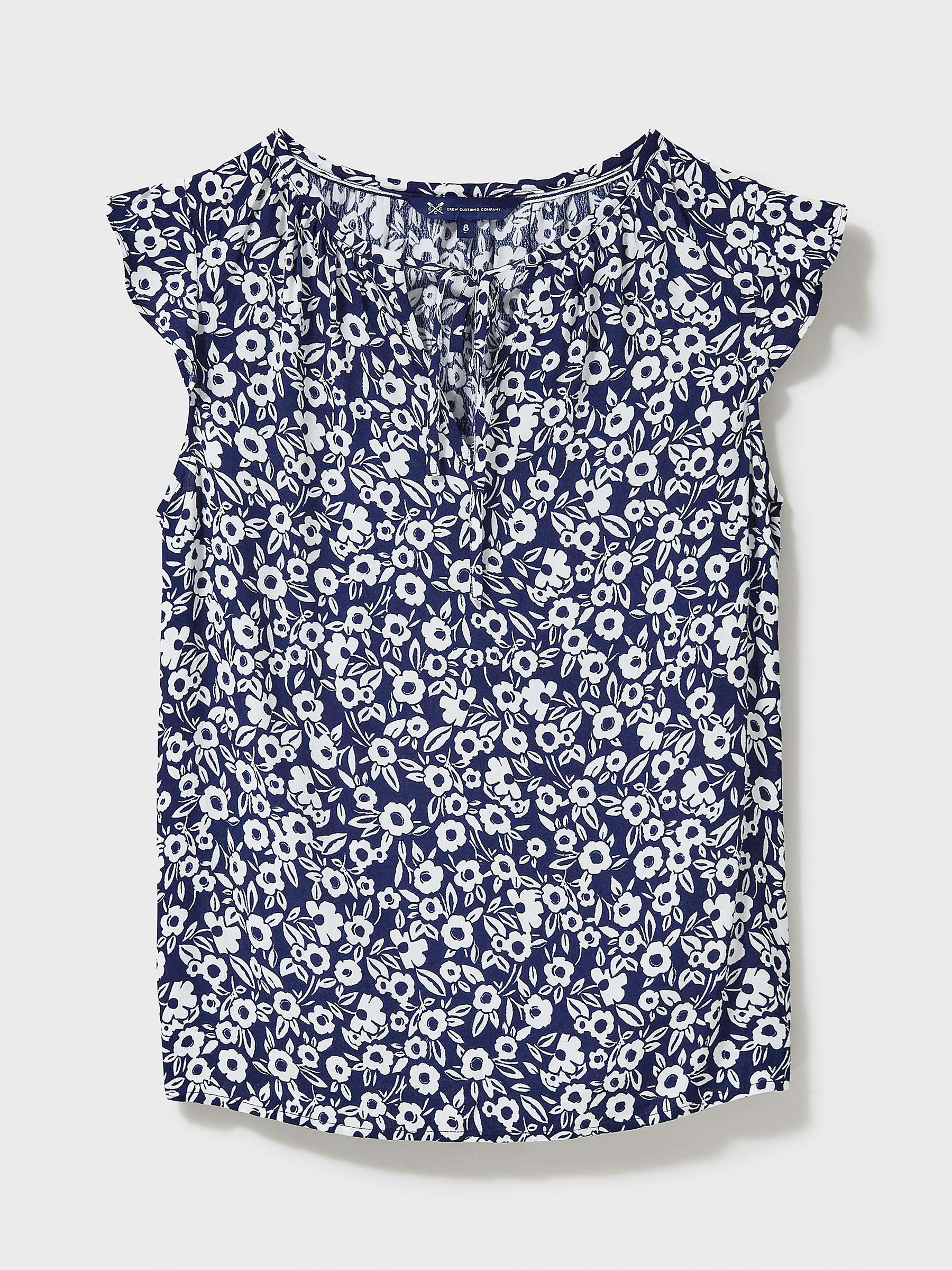 Buy Crew Clothing Ondine Frill Sleeve Top, Navy Blue Online at johnlewis.com