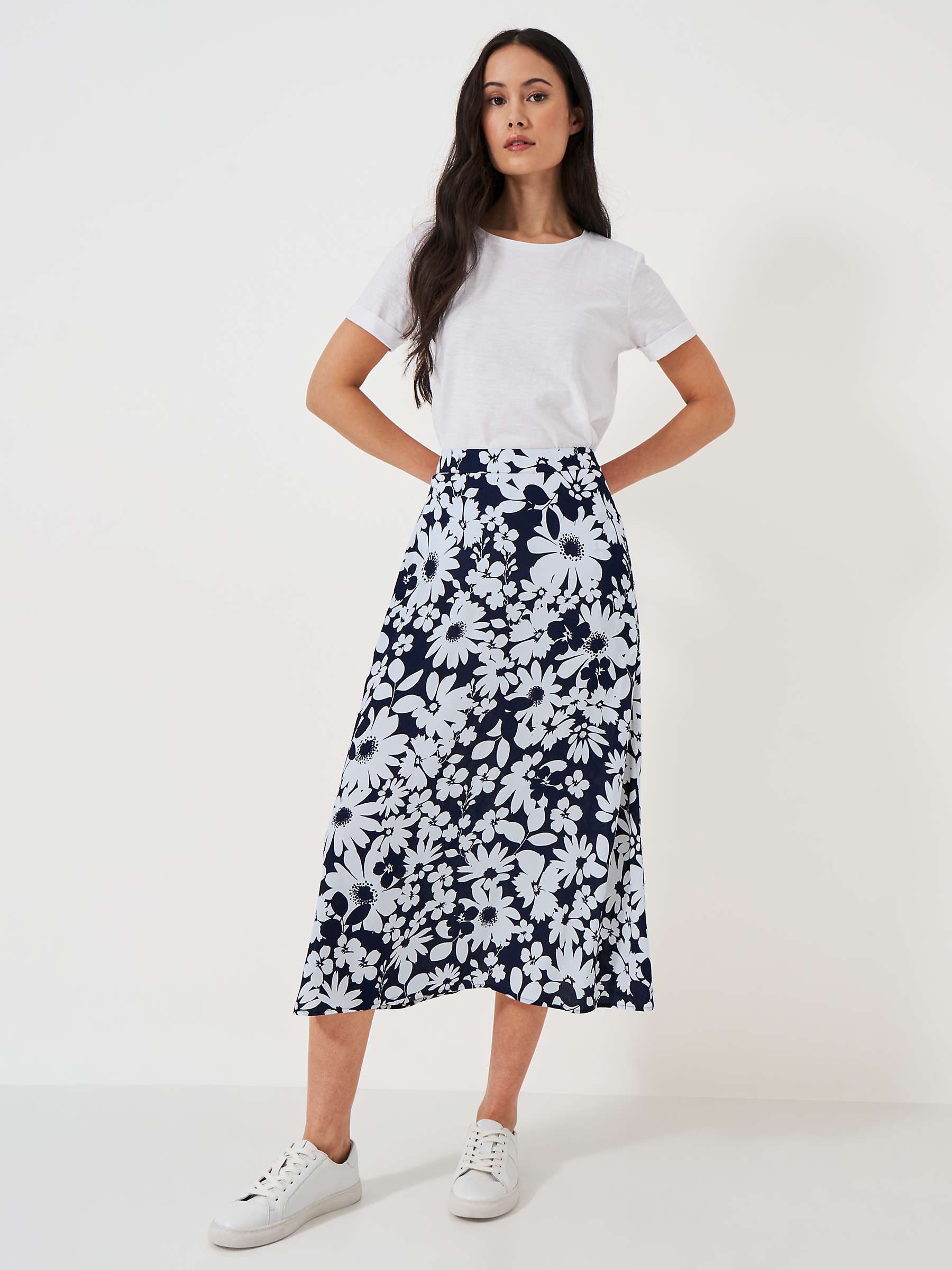 Buy Crew Clothing Amber Floral Skirt, Navy Blue Online at johnlewis.com