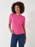 Crew Clothing Cotton Summer Cable Knit Jumper, Bright Pink
