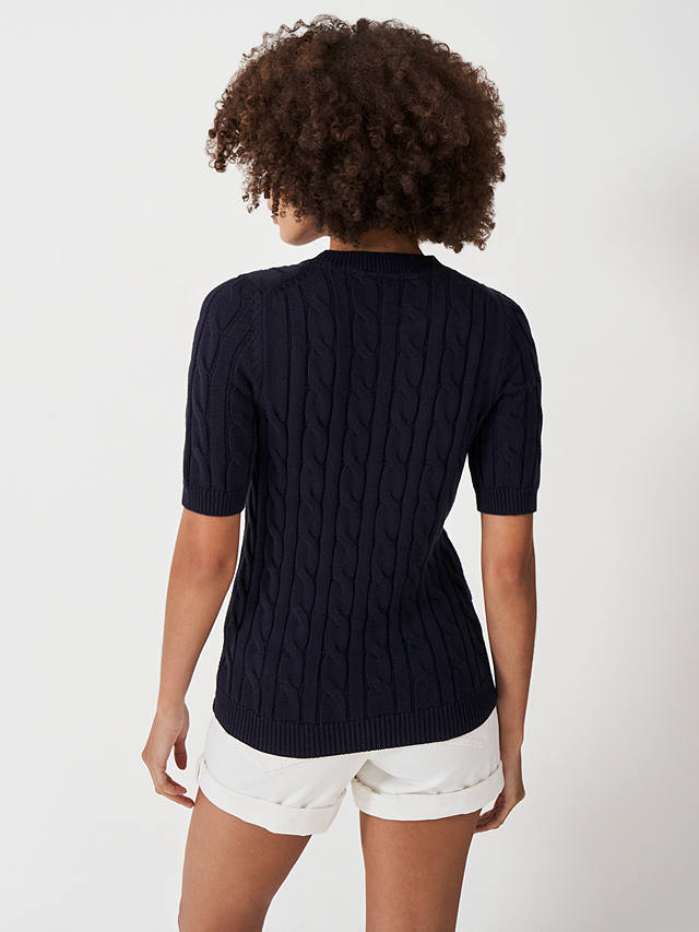 Crew Clothing Cotton Summer Cable Knit Jumper, Navy Blue