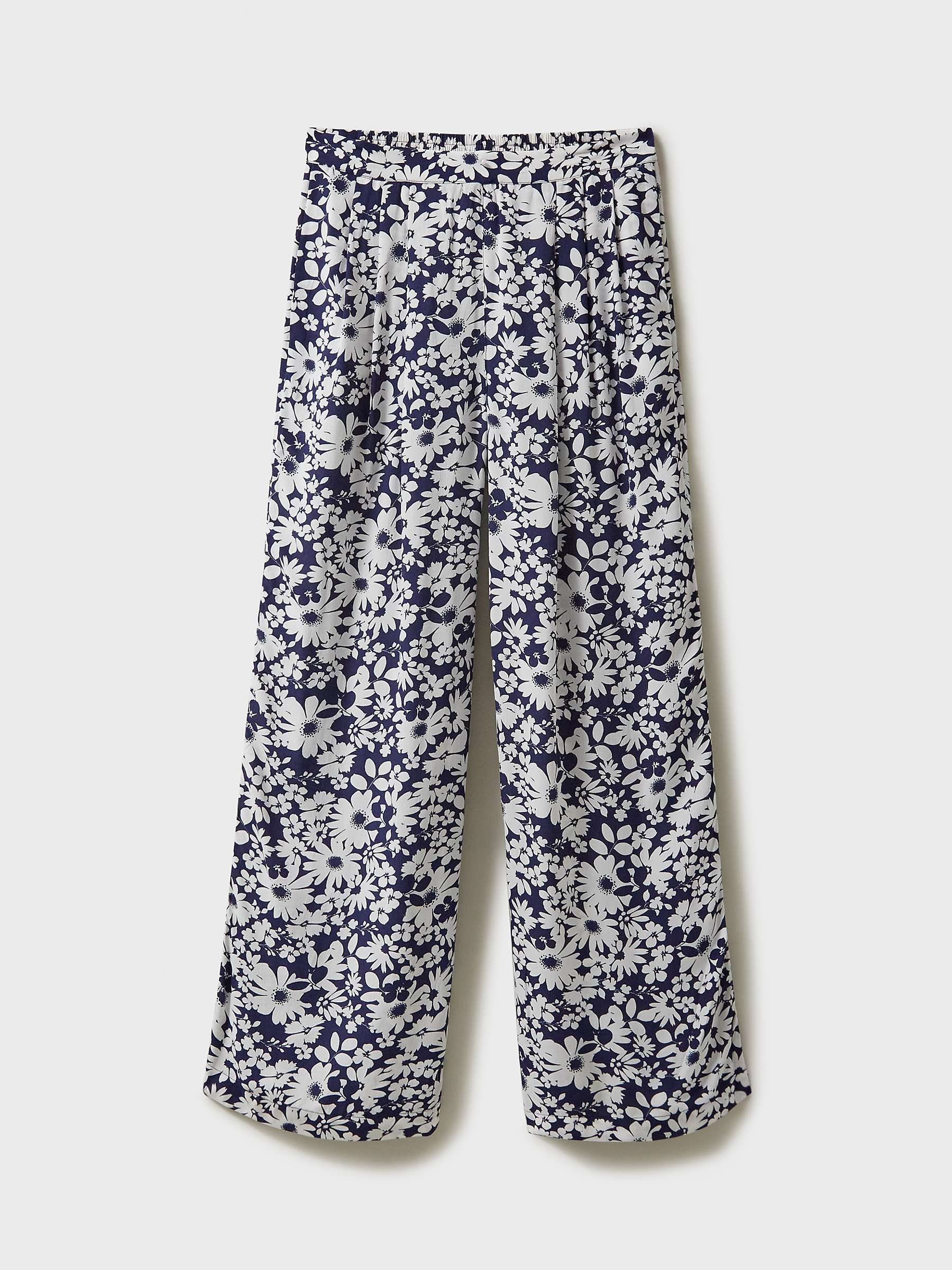 Buy Crew Clothing Dion Wide Leg Floral Print Trousers, Navy/White Online at johnlewis.com