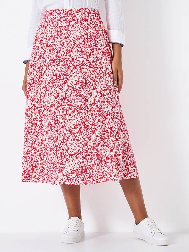 Crew Clothing Amber Floral Skirt, Red Wine