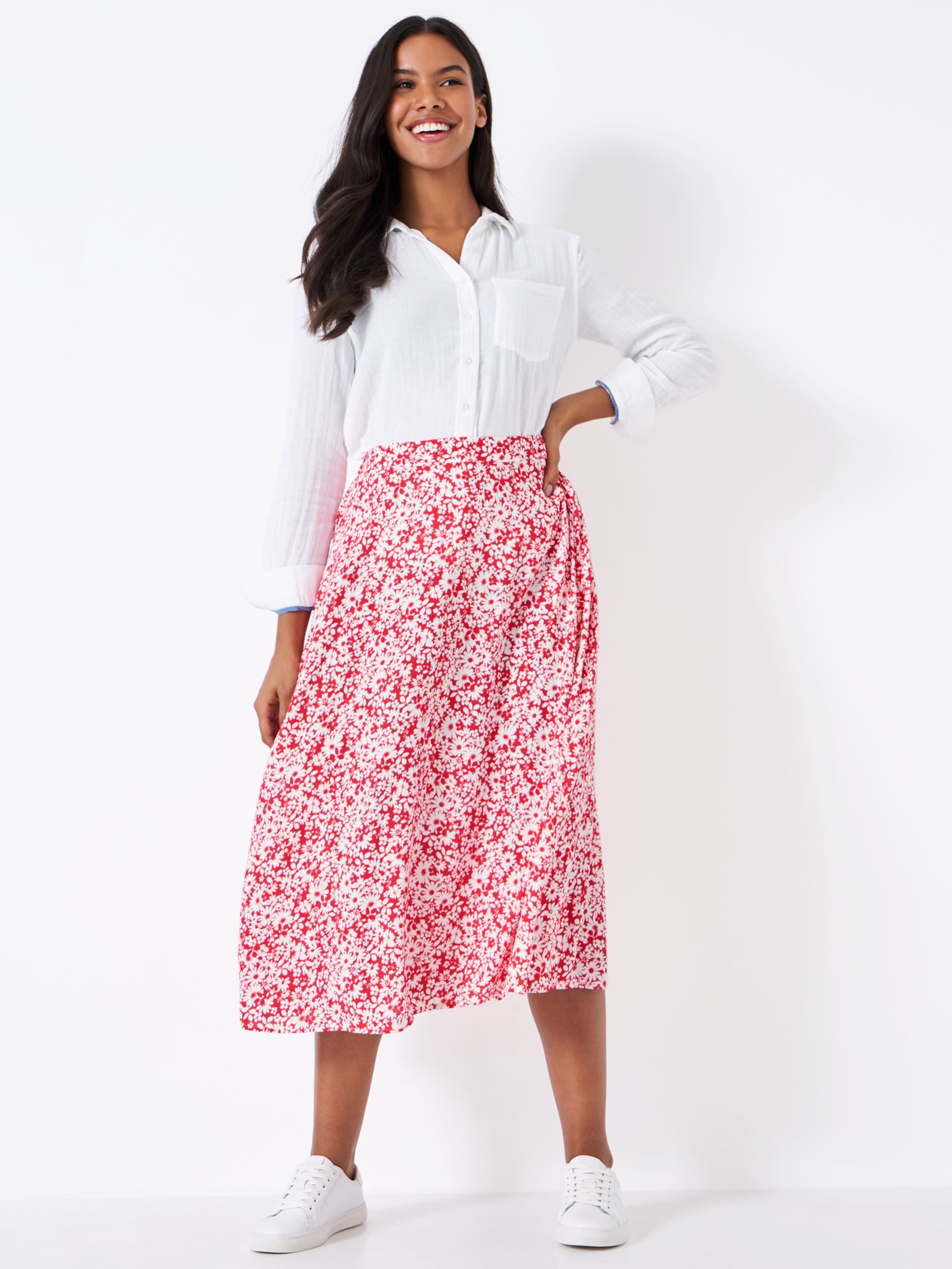 Buy Crew Clothing Amber Floral Skirt, Red Wine Online at johnlewis.com