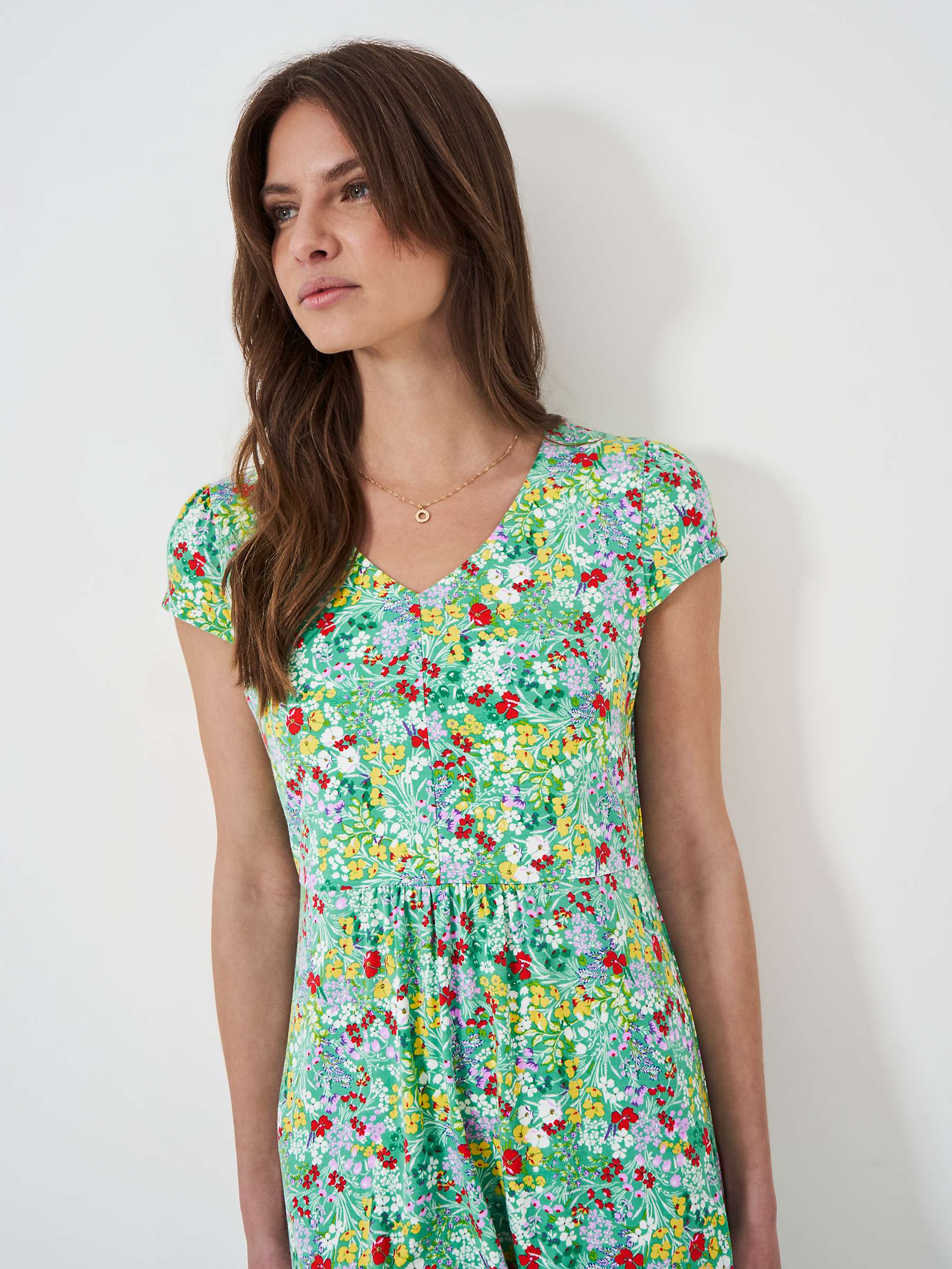 Buy Crew Clothing Mel Flutter Jersey Midi Dress, Green Online at johnlewis.com